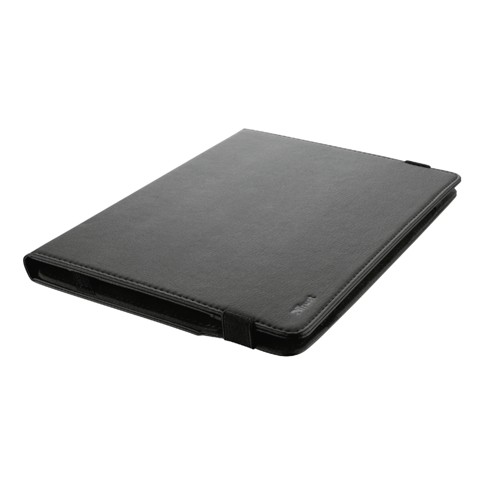 Housse folio Trust Primo noire fermée, vue de dessus, surface en PET
