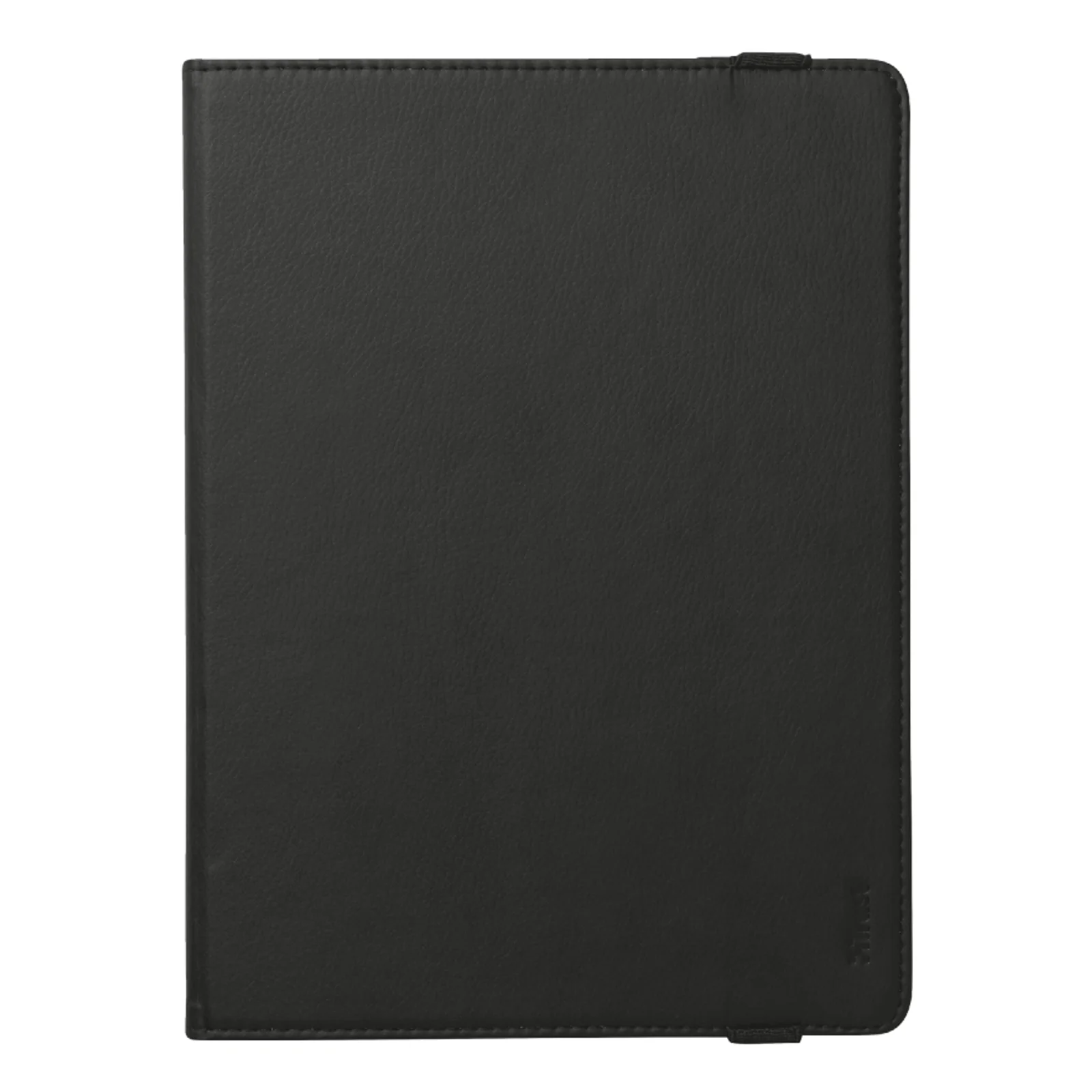 Housse folio Trust Primo noire fermée, vue de face, élastique visible