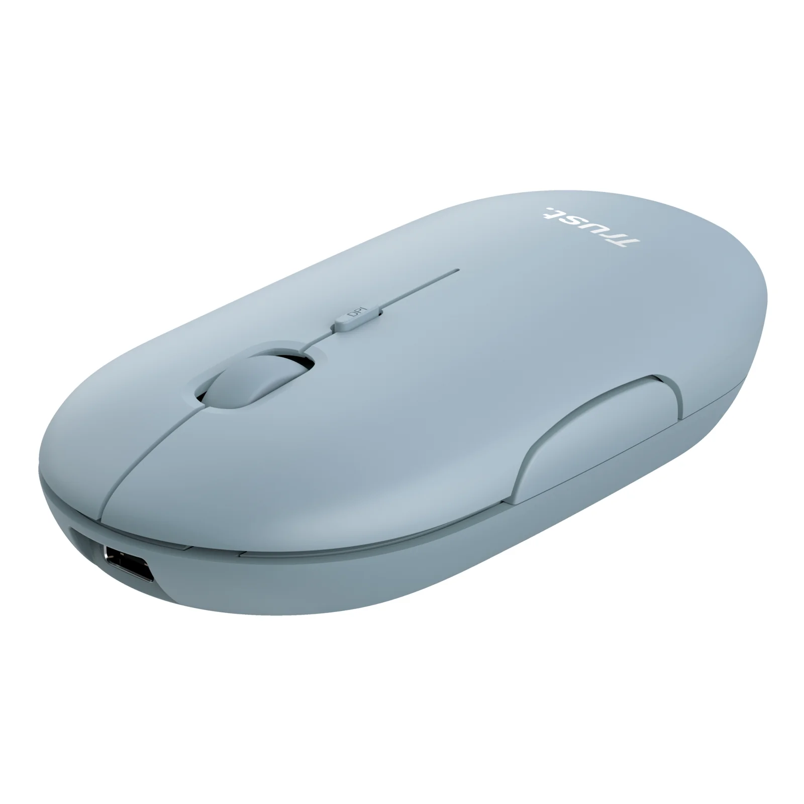 Puck souris sans fil silencieuse, rechargeable USB-C, bleue