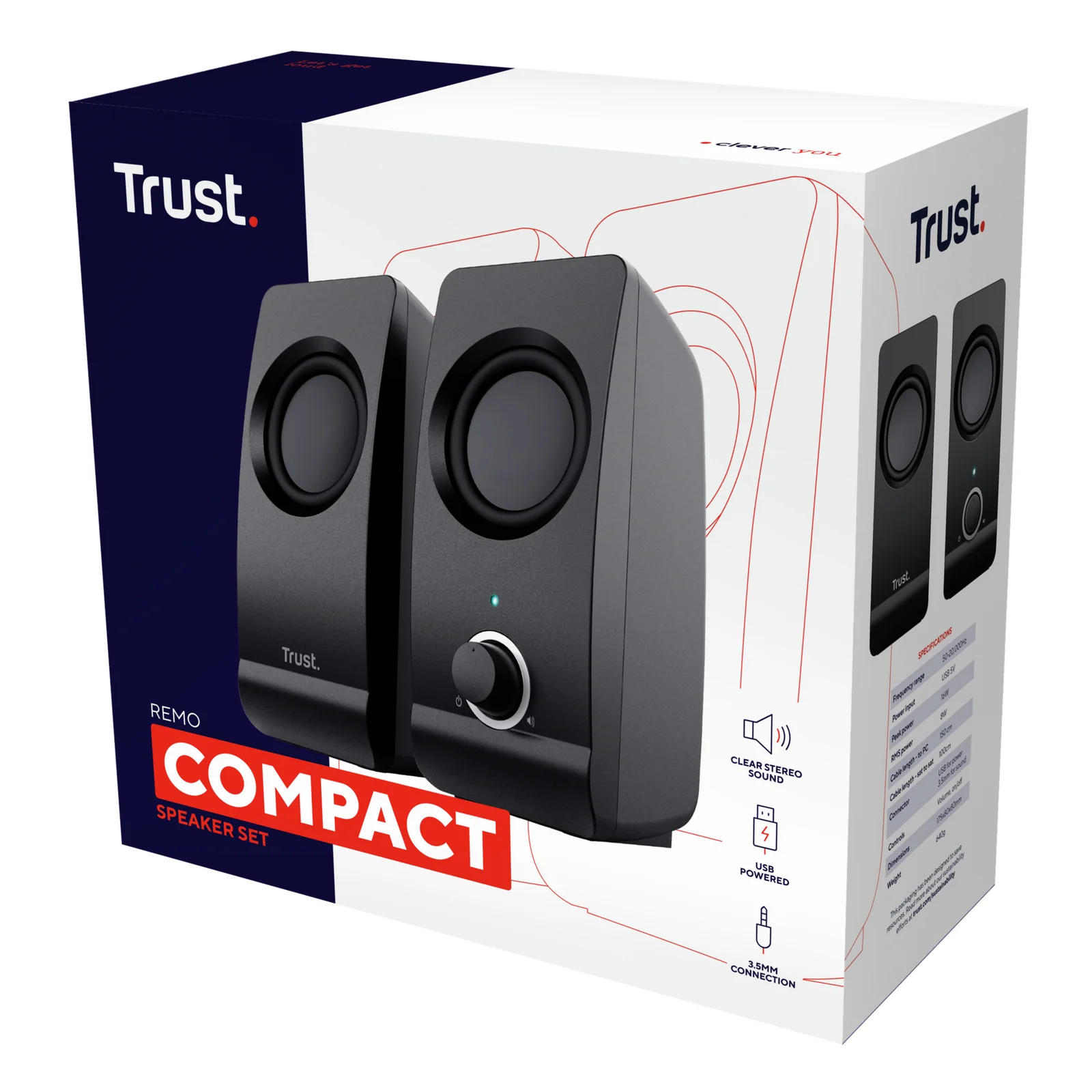 Trust Remo 2.0 1-voie Noir Avec fil 8 W