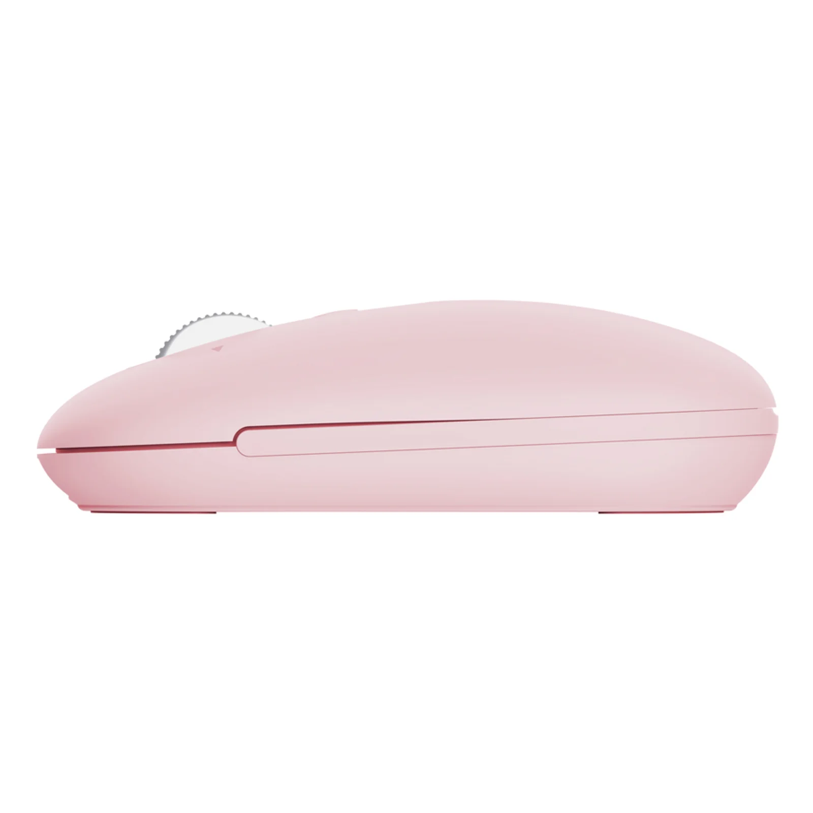 Vue de profil gauche, silhouette slim rose, boutons latéraux visibles