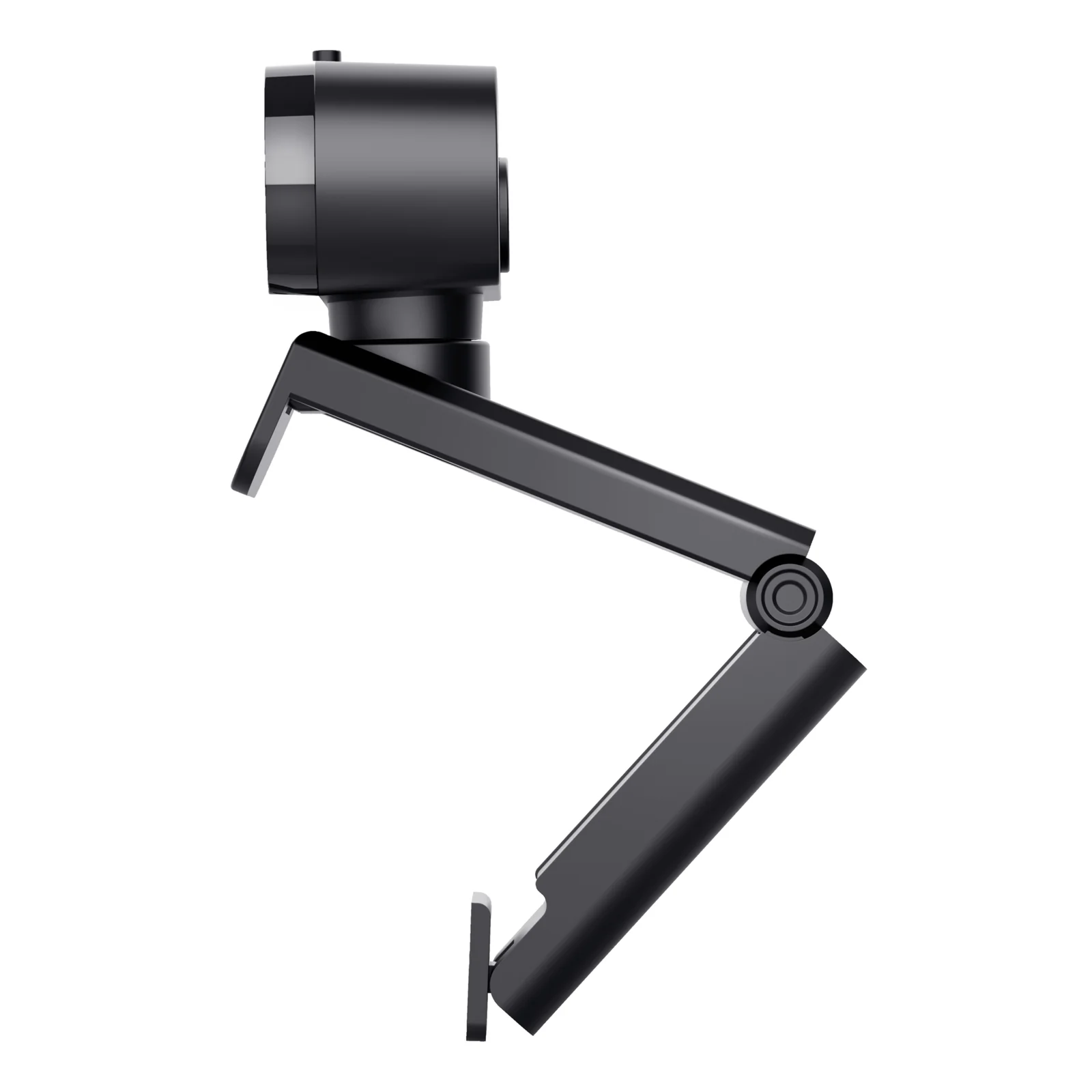 Webcam Trust Taxon noire, vue de profil gauche, bras du clip articulé déplié