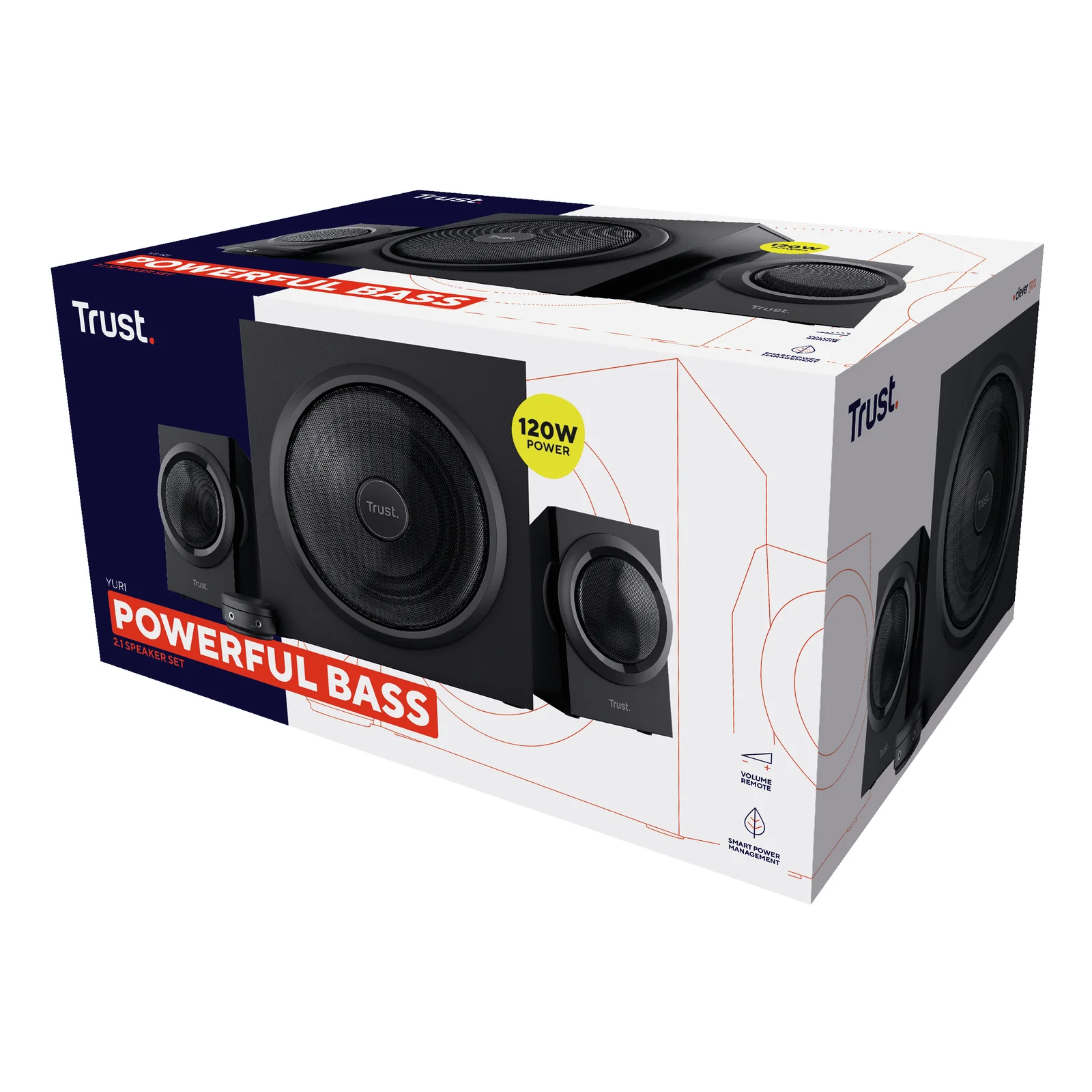 Trust Yuri set d'enceintes 60 W Universel Noir 2.1 canaux 1-voie 15 W