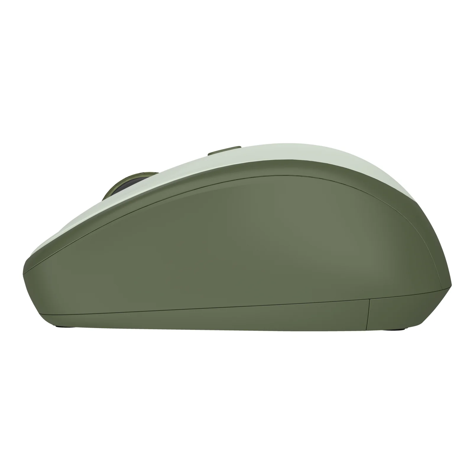 Profil droit de la souris Trust Yvi+ verte, galbe compact pour droitier