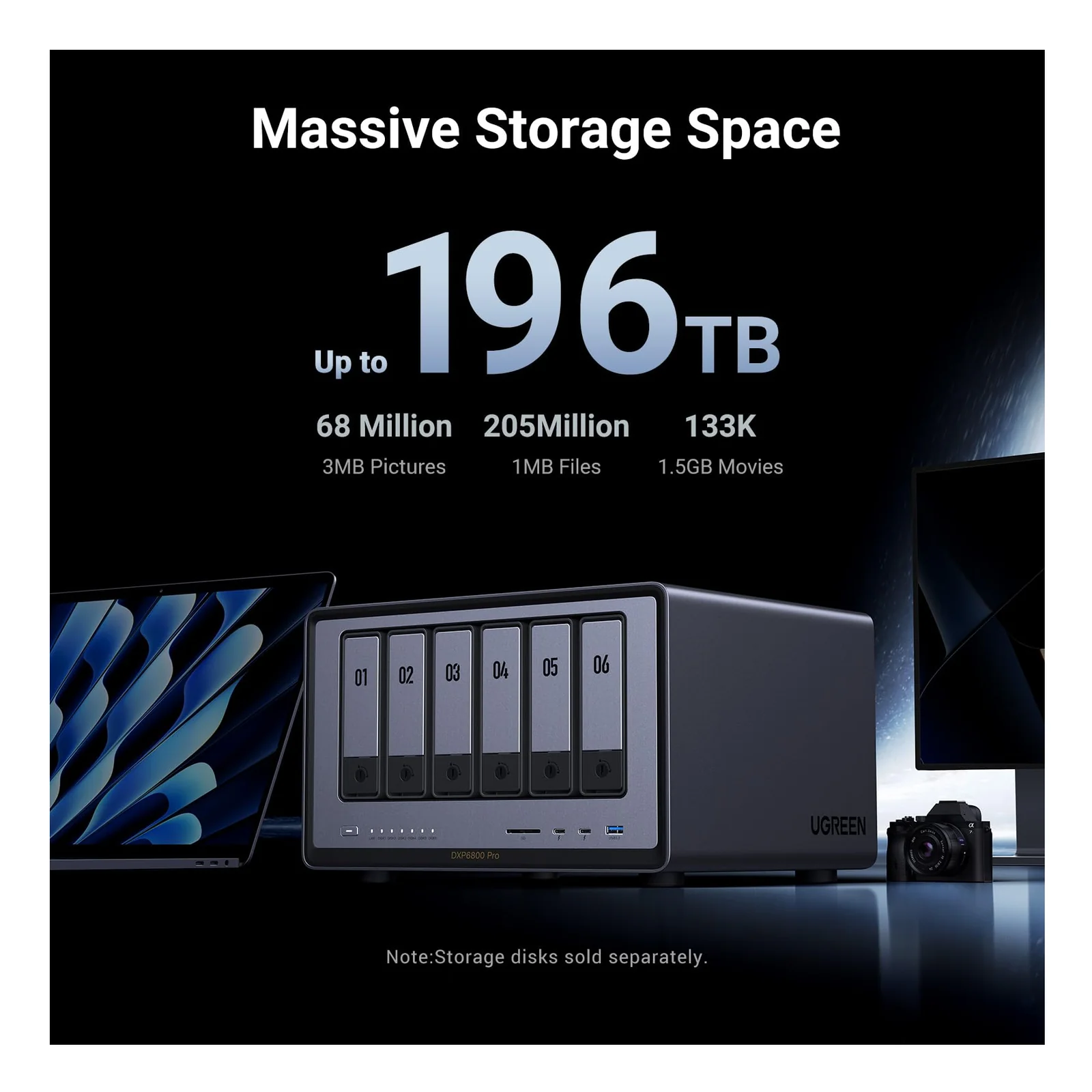Ugreen DXP6800 Pro NAS Bureau Intel® Core™ i5 8 Go DDR5 Gris, Noir