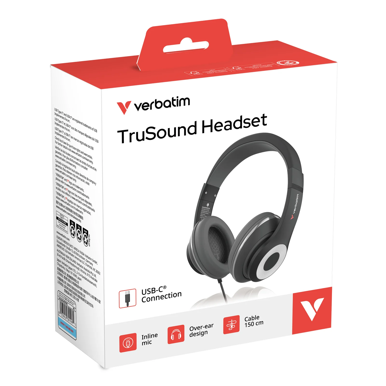 Verbatim 30198 casque Avec fil Arceau Musique/Quotidien USB Type-C Noir