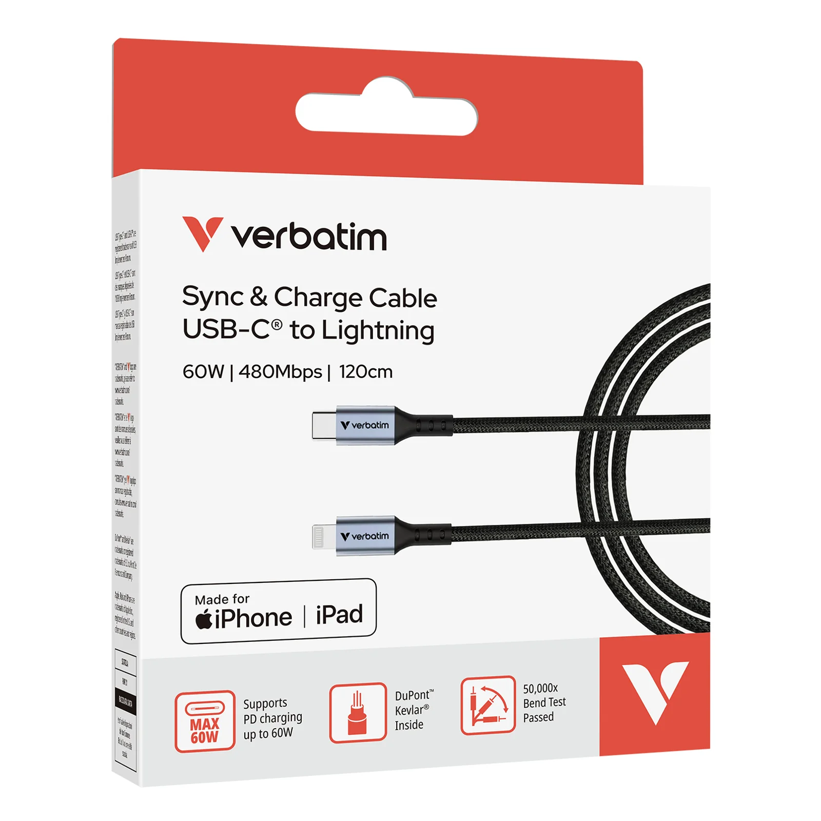 Verbatim 31844 câble Lightning 1,2 m Noir