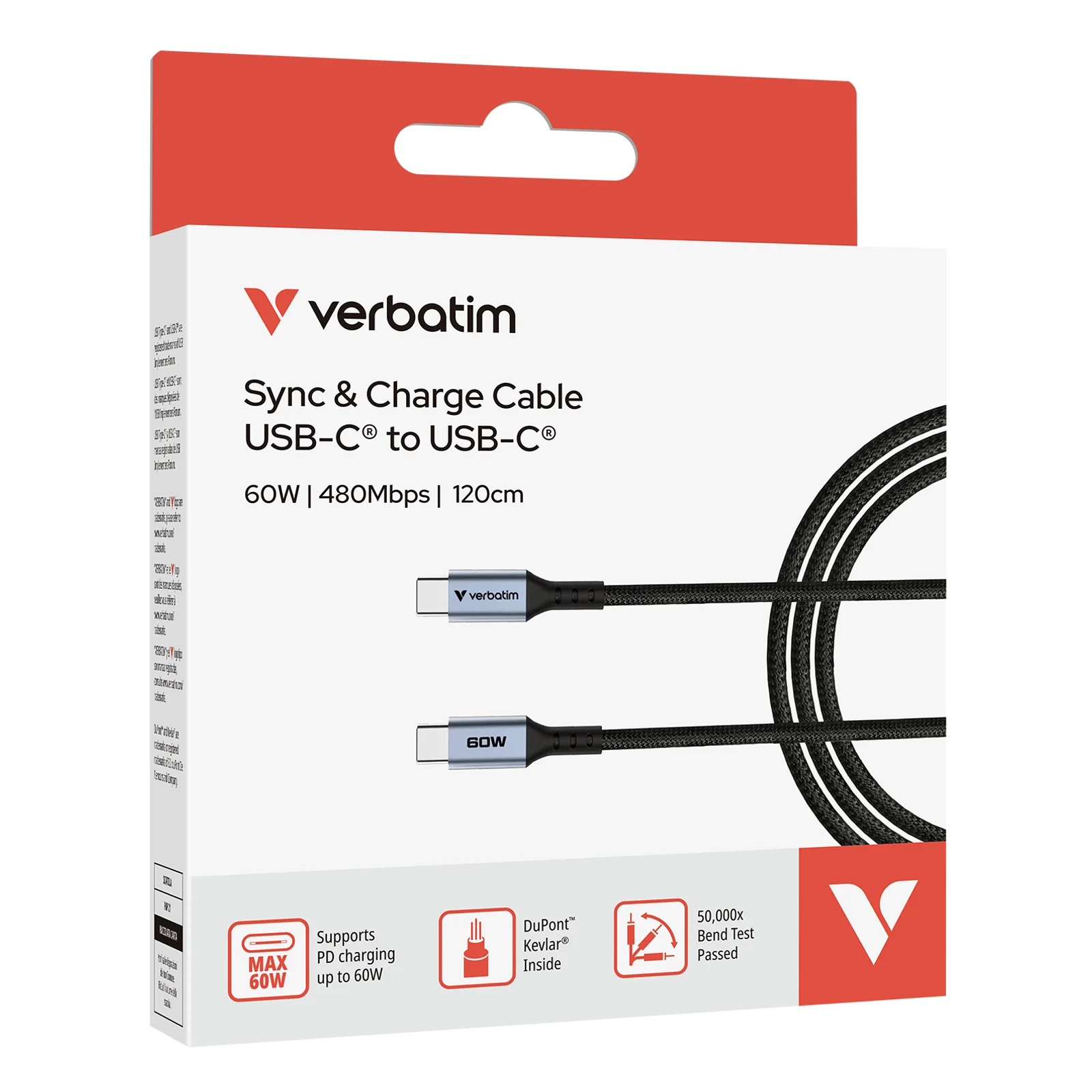 Verbatim 31845 câble USB USB 2.0 1,2 m USB C 0,48 Gbit/s 100 W Noir