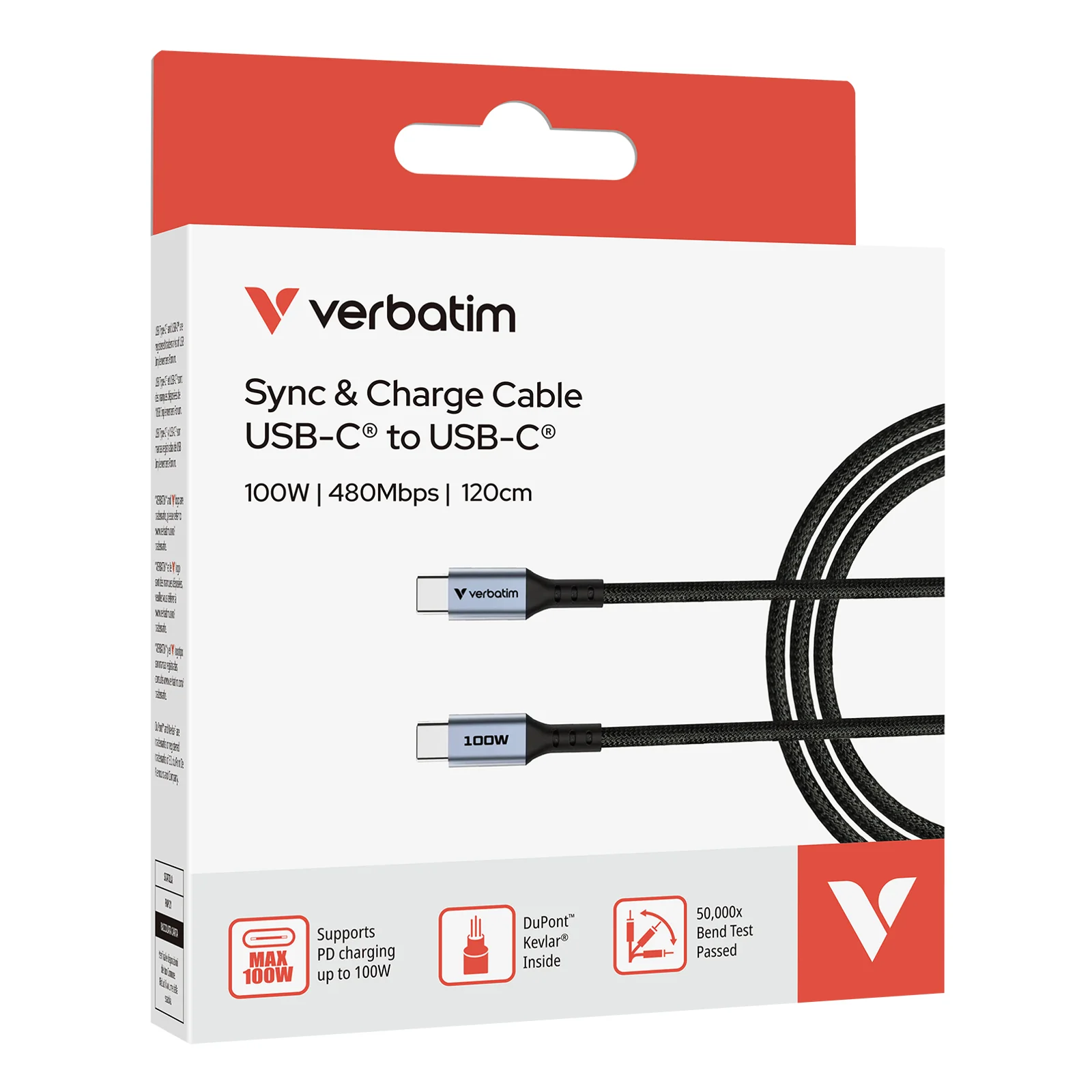Verbatim 31846 câble USB USB 2.0 1,2 m USB C 0,48 Gbit/s 100 W Noir