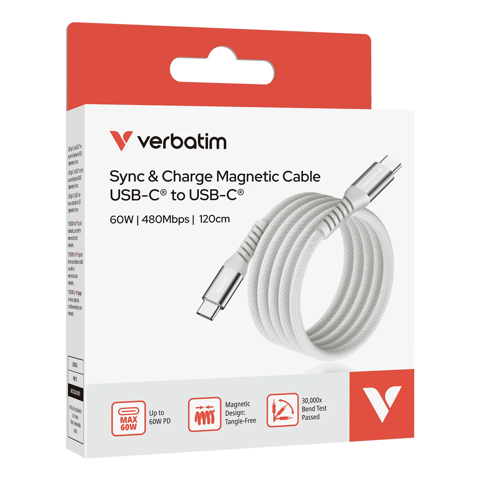 Verbatim 31850 câble USB USB 2.0 1,2 m USB C 0,48 Gbit/s 60 W Gris