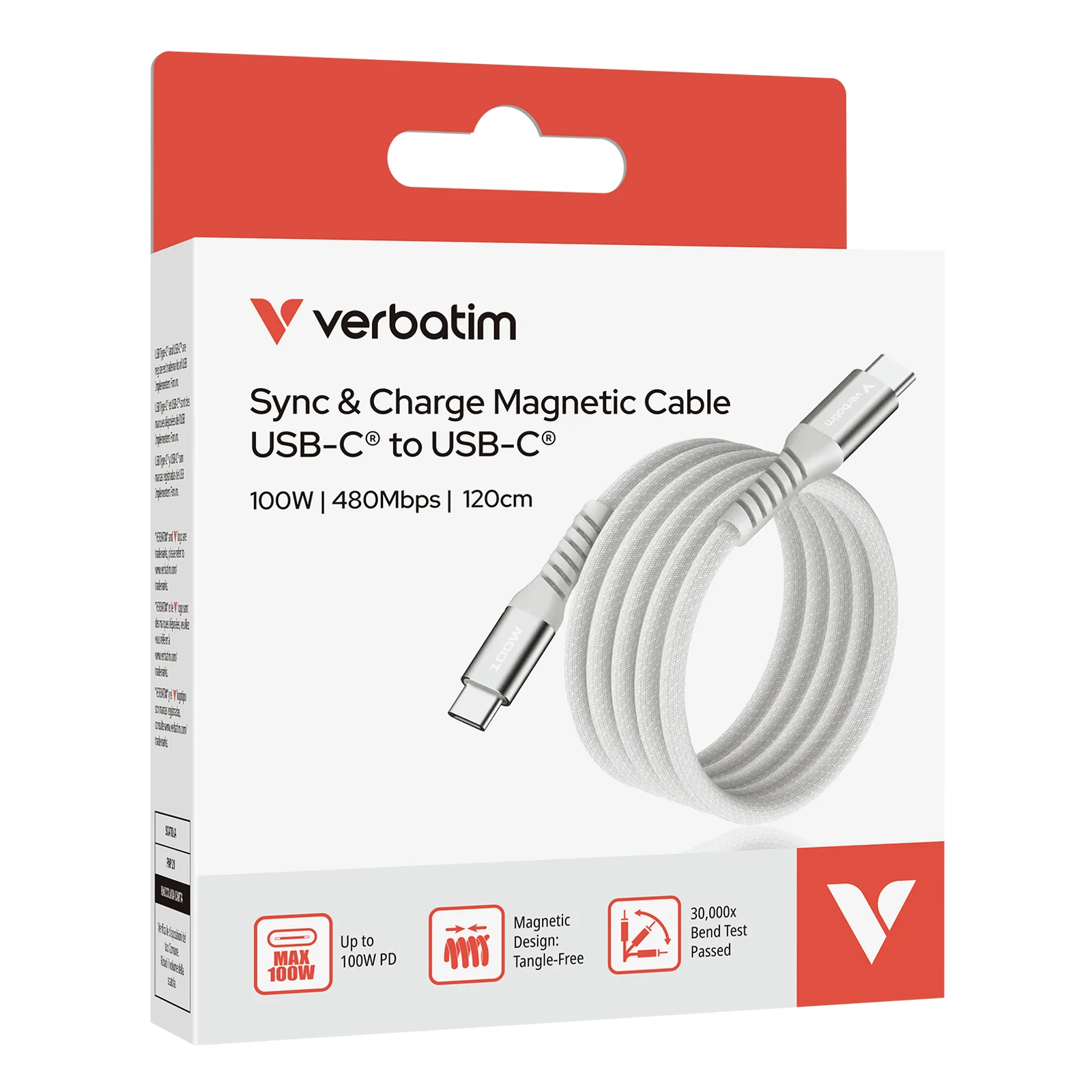 Verbatim 31854 câble USB USB 2.0 1,2 m USB C 0,48 Gbit/s 100 W Gris