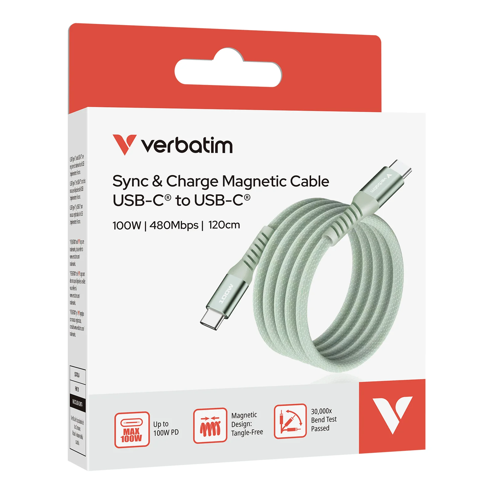 Verbatim 31855 câble USB USB 2.0 1,2 m USB C 0,48 Gbit/s 100 W Vert
