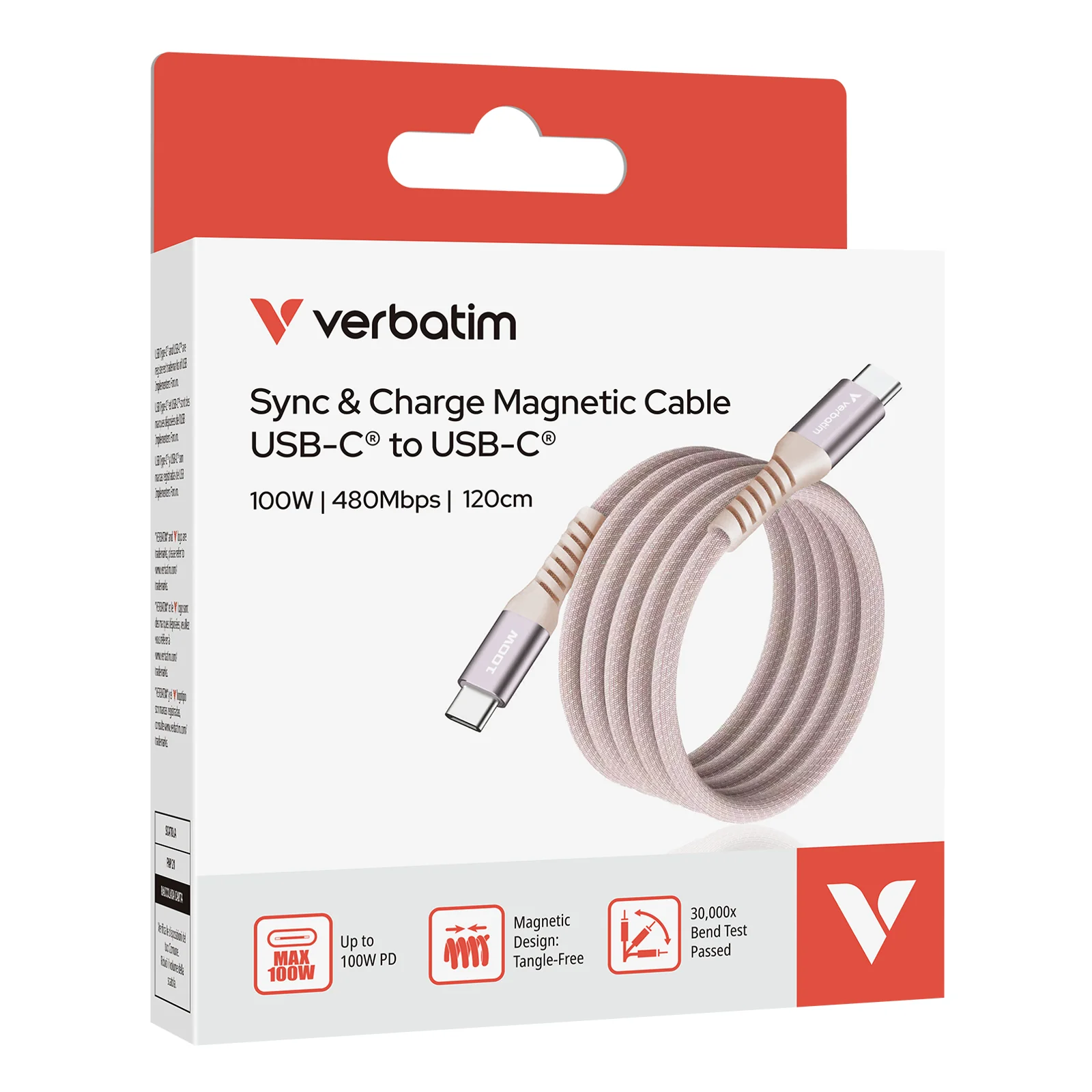Verbatim 31857 câble USB USB 2.0 1,2 m USB C 0,48 Gbit/s 100 W Rose