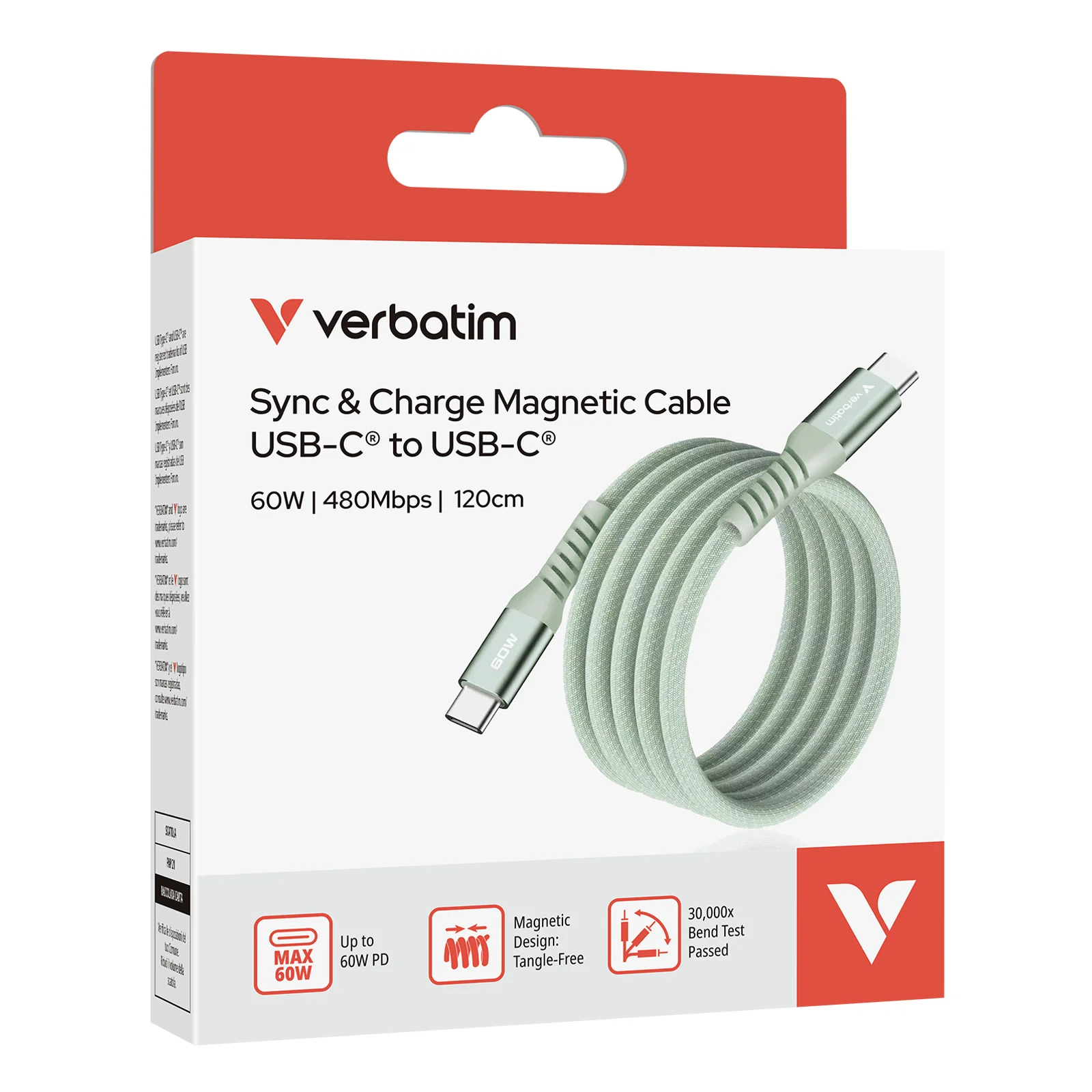 Verbatim 31864 câble USB USB 2.0 1,2 m USB C 0,48 Gbit/s 60 W Vert