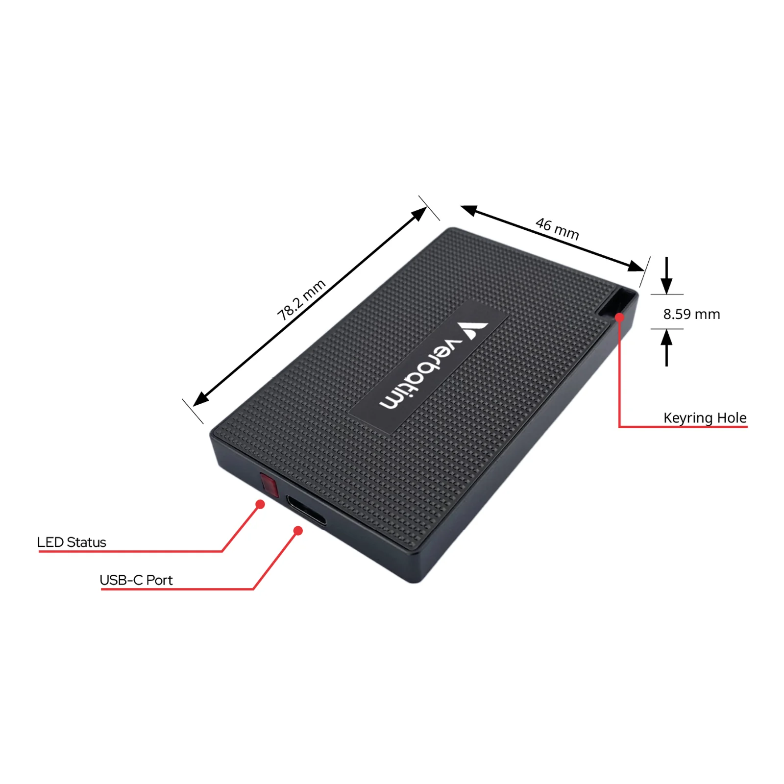 Verbatim 32030 lecteur à circuits intégrés externe 512 Go USB Type-C USB 3.2 Gen 2x2 Gris