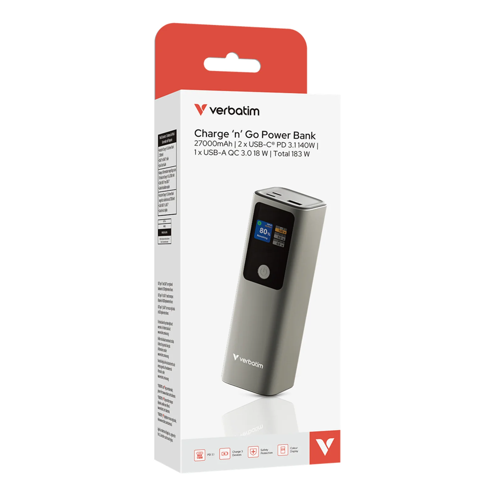 Verbatim 32269 banque d'alimentation électrique Lithium-Ion (Li-Ion) 27000 mAh Gris