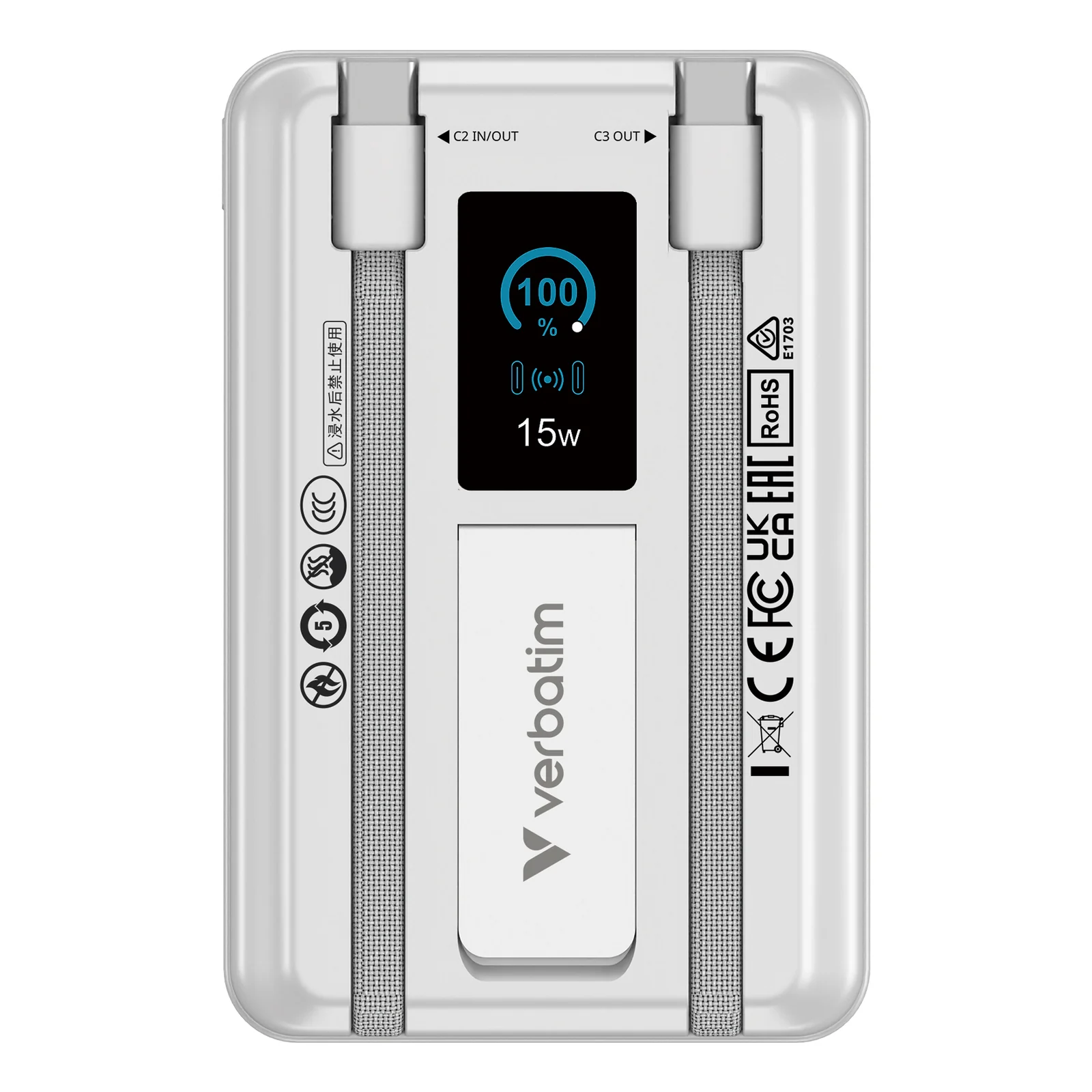 Verbatim 32273 banque d'alimentation électrique Lithium Polymère (LiPo) 10000 mAh Recharge sans fil Argent