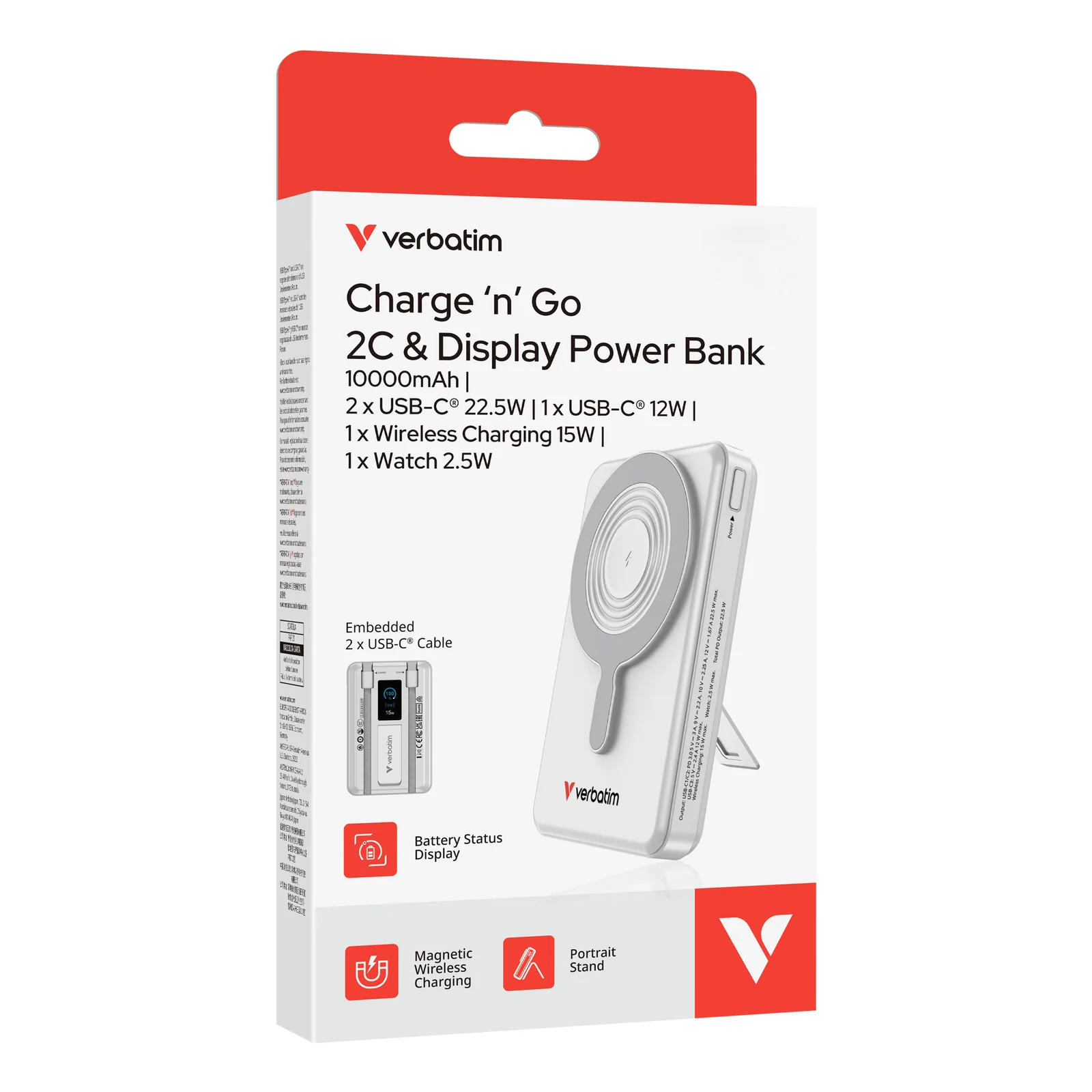 Verbatim 32273 banque d'alimentation électrique Lithium Polymère (LiPo) 10000 mAh Recharge sans fil Argent