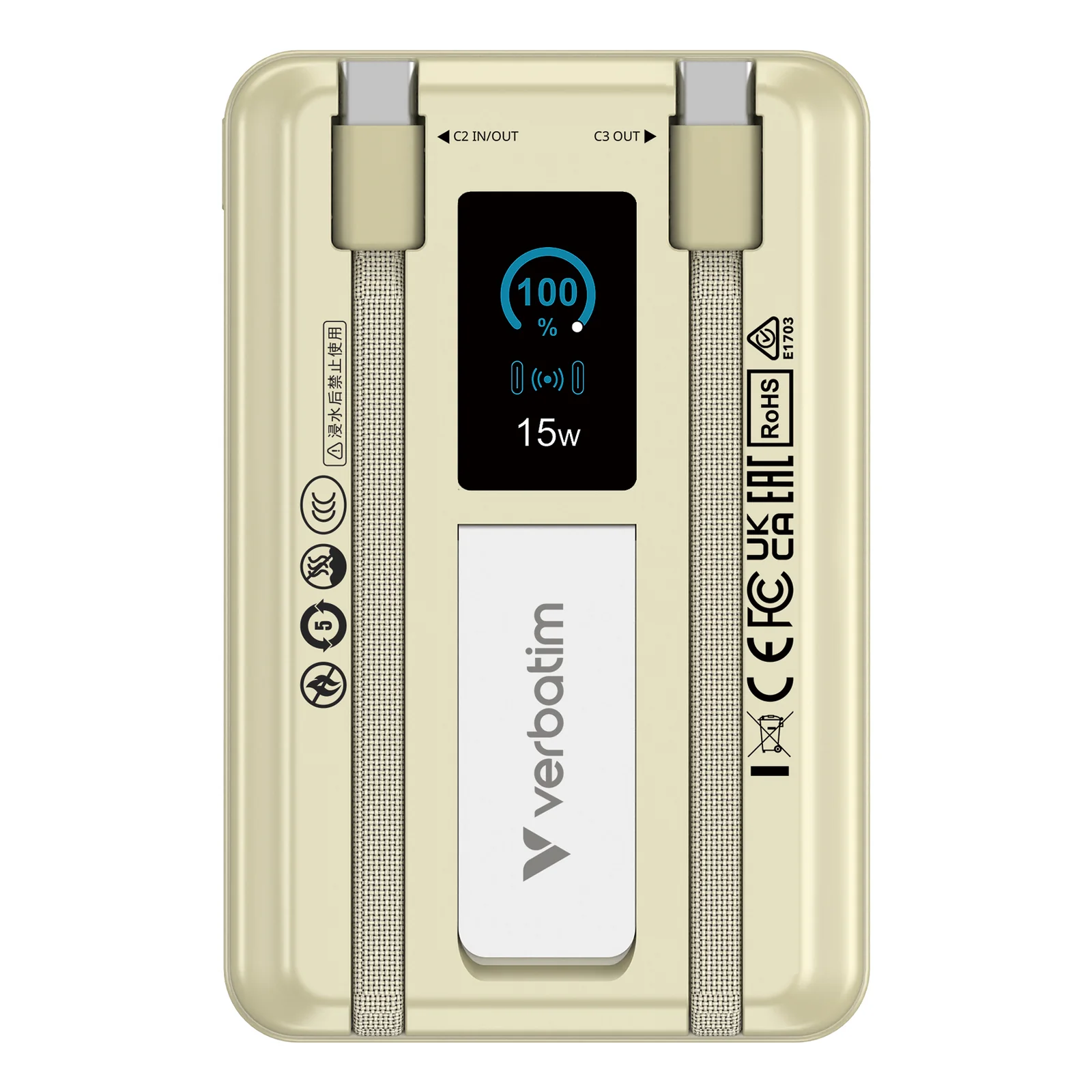 Verbatim 32274 banque d'alimentation électrique Lithium Polymère (LiPo) 10000 mAh Recharge sans fil Or