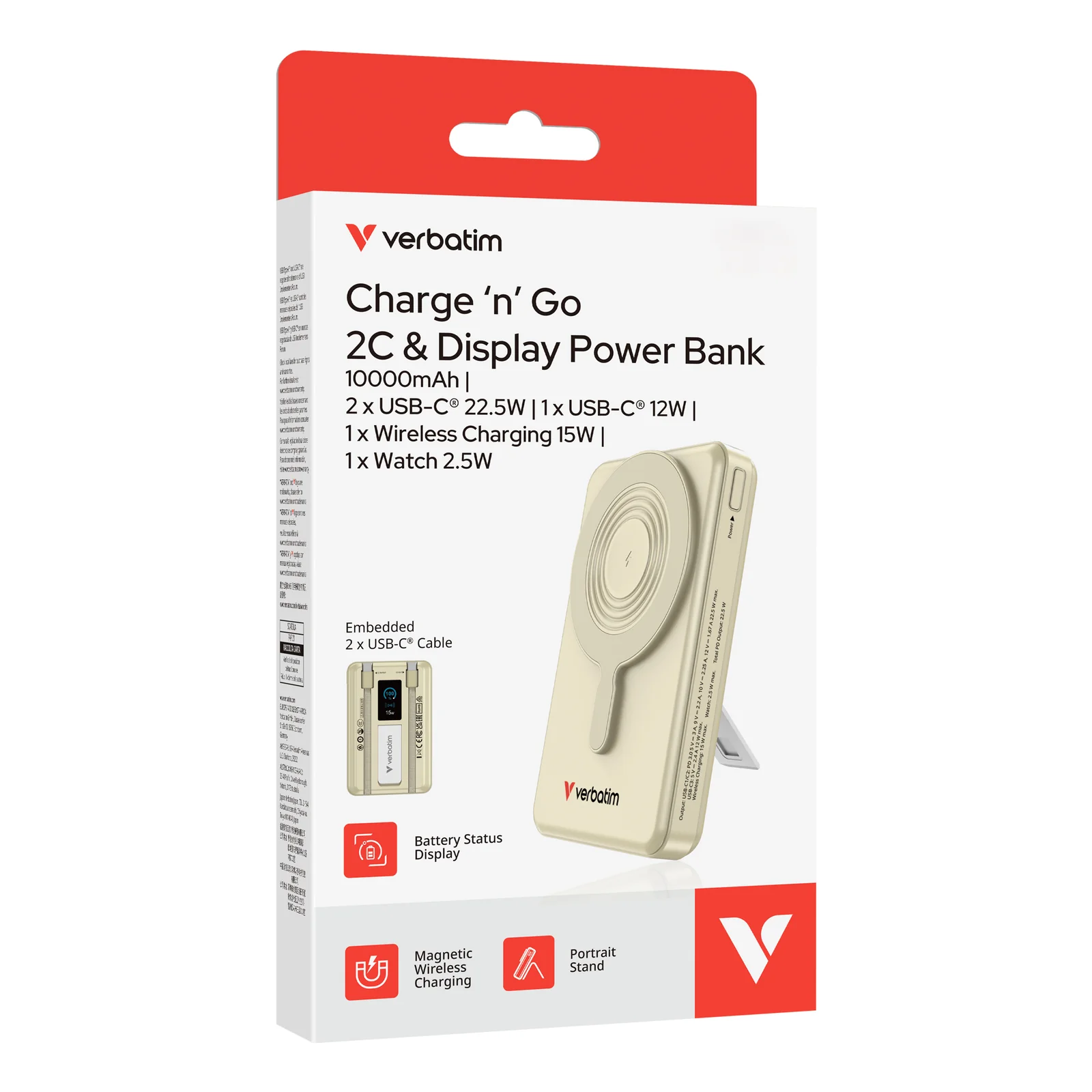 Verbatim 32274 banque d'alimentation électrique Lithium Polymère (LiPo) 10000 mAh Recharge sans fil Or