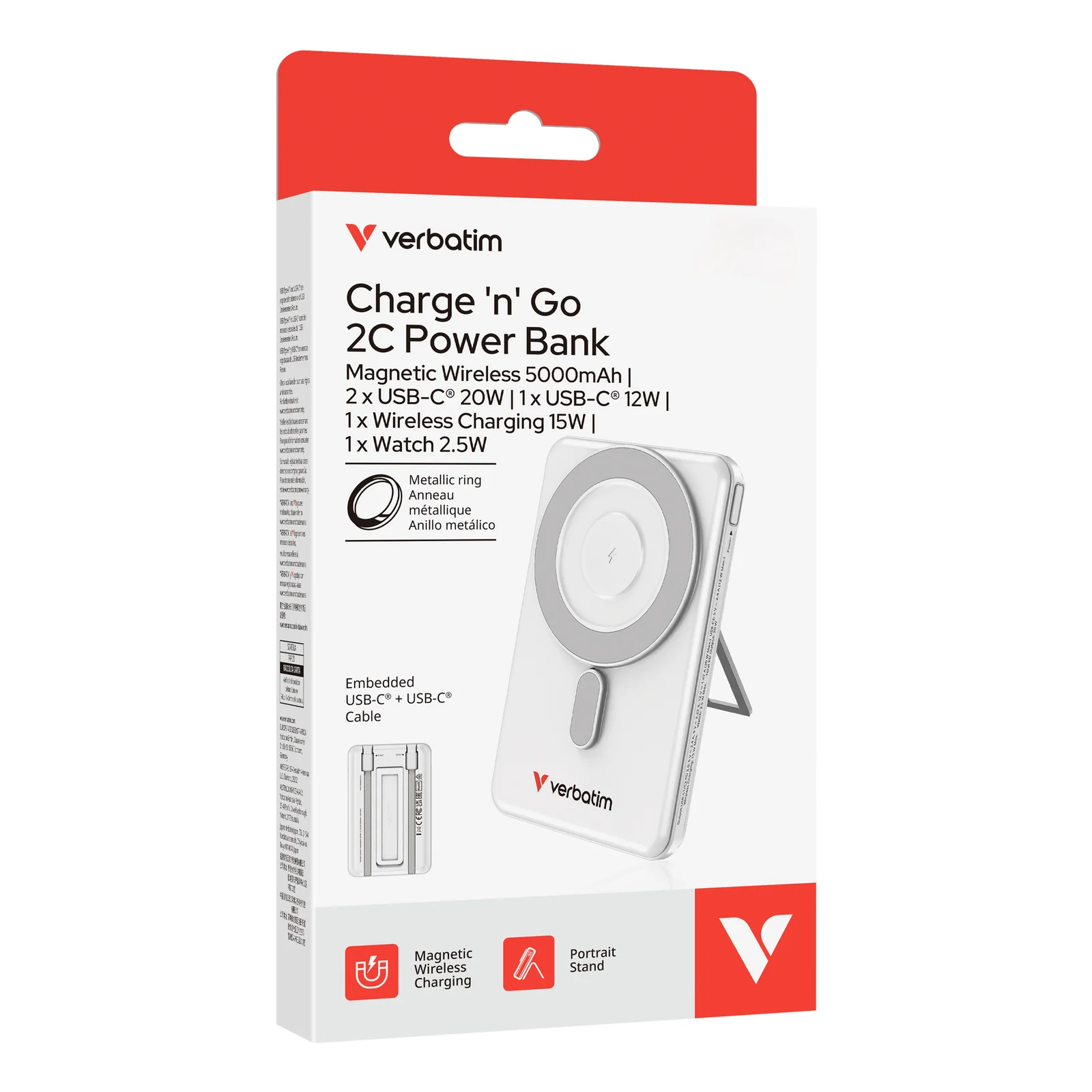 Verbatim 32276 banque d'alimentation électrique Lithium Polymère (LiPo) 5000 mAh Recharge sans fil Argent