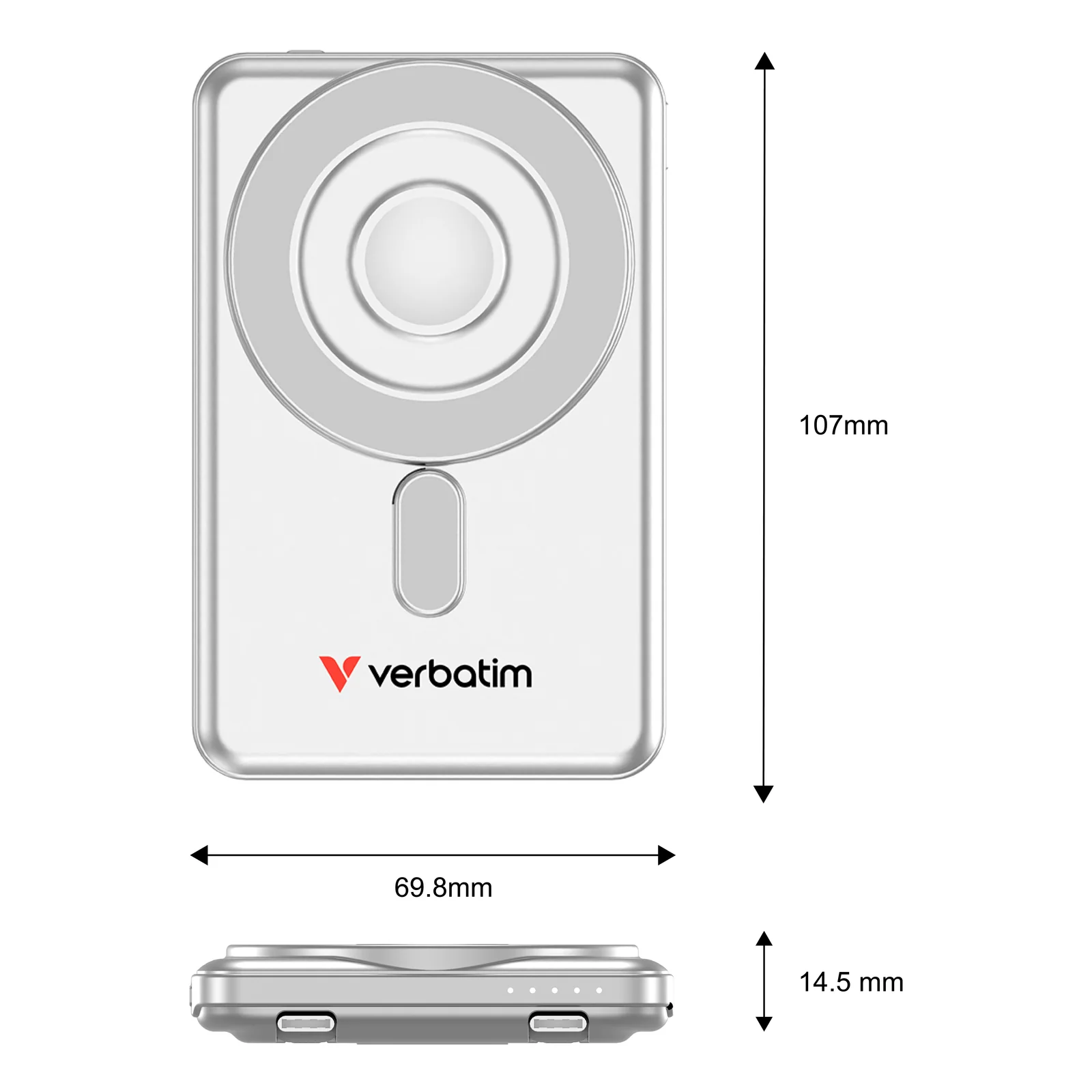 Verbatim 32276 banque d'alimentation électrique Lithium Polymère (LiPo) 5000 mAh Recharge sans fil Argent