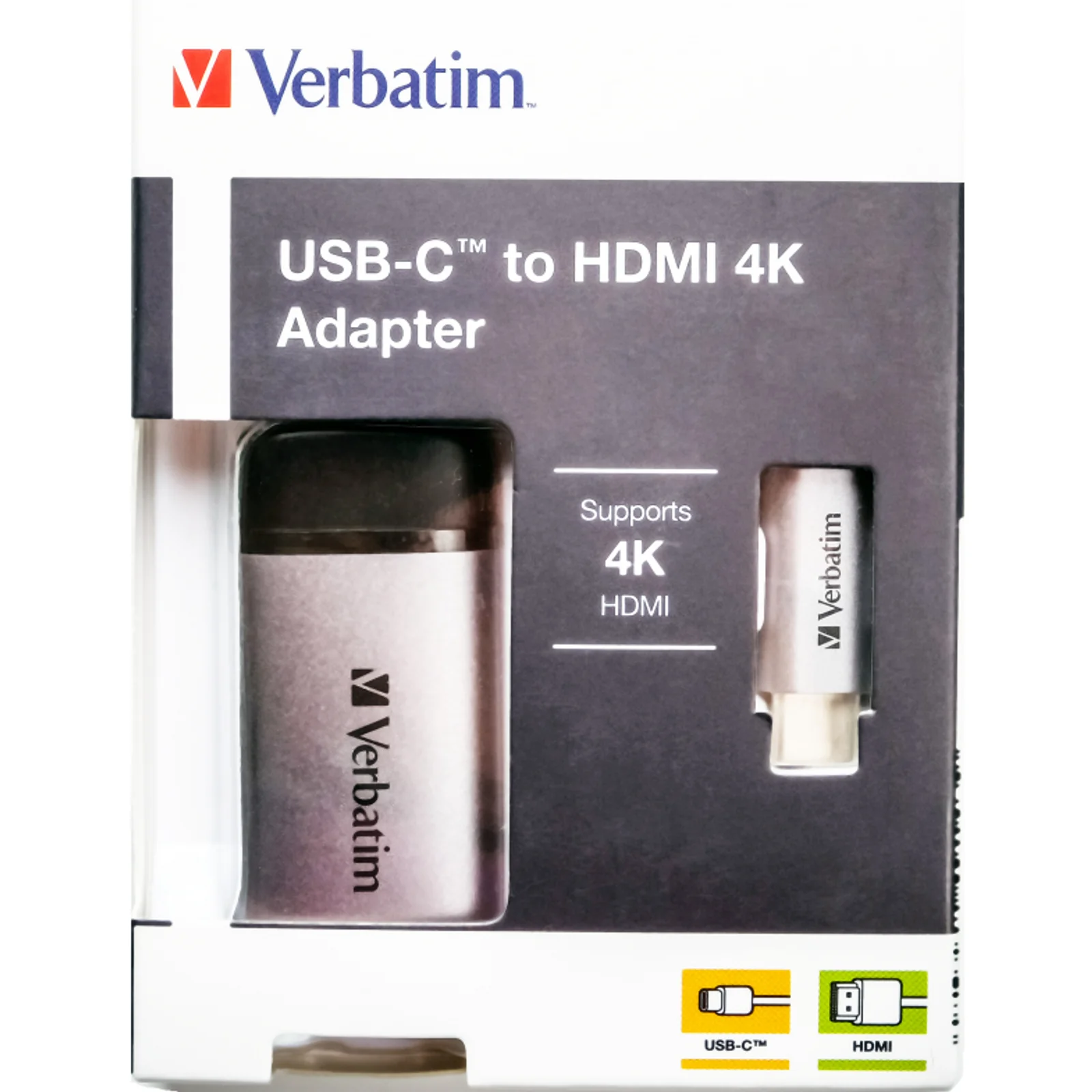 Verbatim 49143 câble vidéo et adaptateur 0,1 m USB Type-C HDMI Noir, Argent