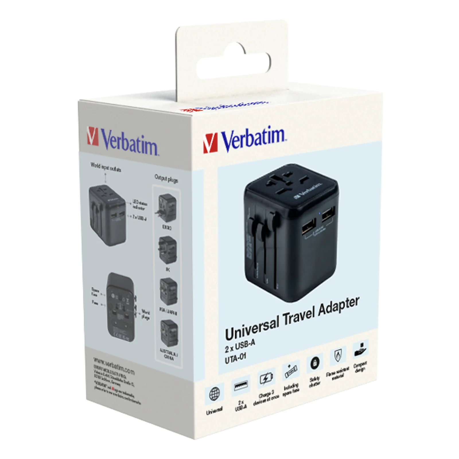 Verbatim 49543 adaptateur prise d'alimentation Universel Noir