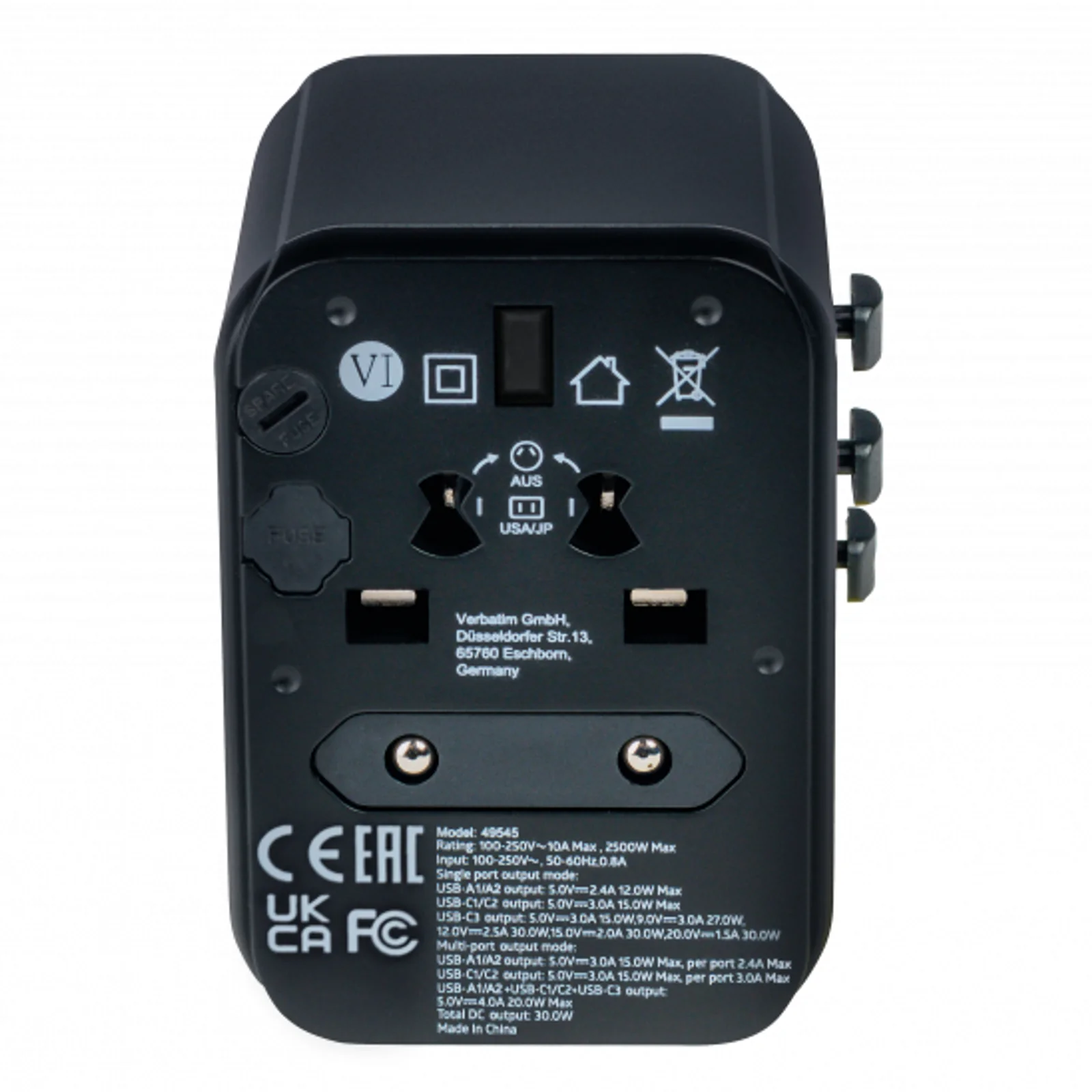 Verbatim 49545 adaptateur prise d'alimentation Universel