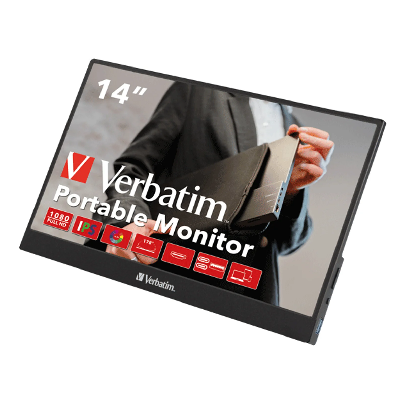 Verbatim 49590 écran plat de PC 35,6 cm (14") 1920 x 1080 pixels Full HD LCD Noir
