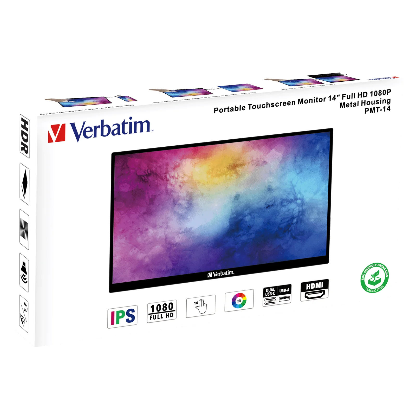 Verbatim 49591 écran plat de PC 35,6 cm (14") 1920 x 1080 pixels Full HD LCD Écran tactile Noir