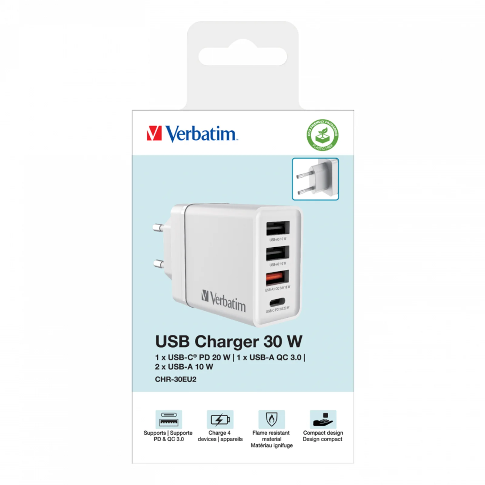 Verbatim 49700 Universel Blanc Secteur Charge rapide Intérieure