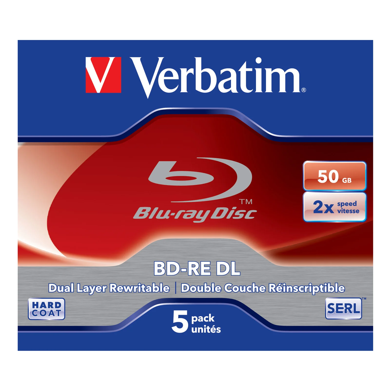 BD-RE DL 50GB 2 x 5 Pack Jewel Case 50 Go 5 pièce(s)