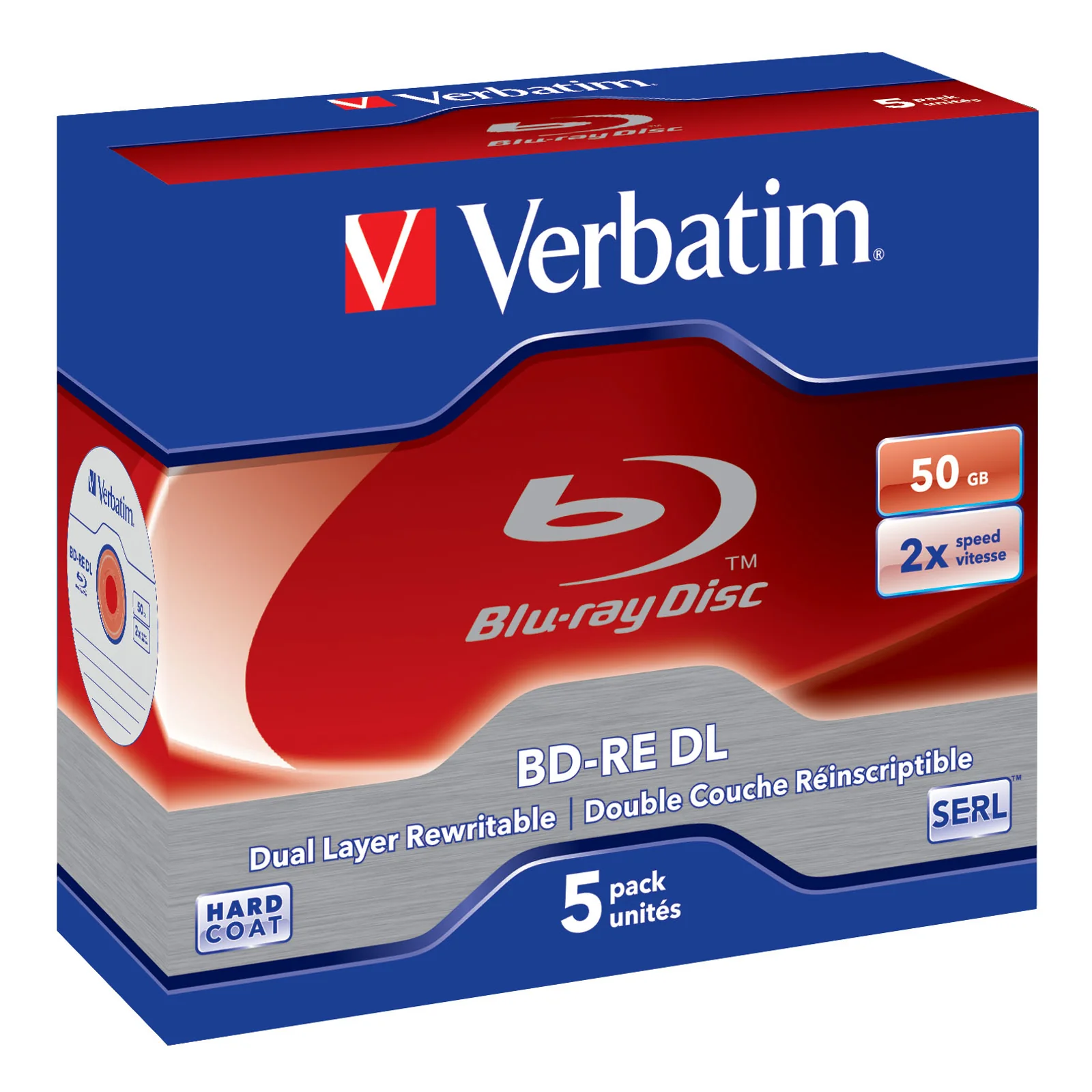 Verbatim BD-RE DL 50GB 2 x 5 Pack Jewel Case 50 Go 5 pièce(s)