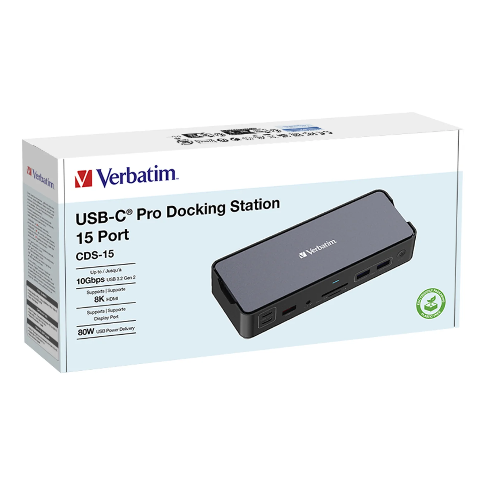 Verbatim CDS-15 Avec fil USB 3.2 Gen 1 (3.1 Gen 1) Type-C Noir, Gris