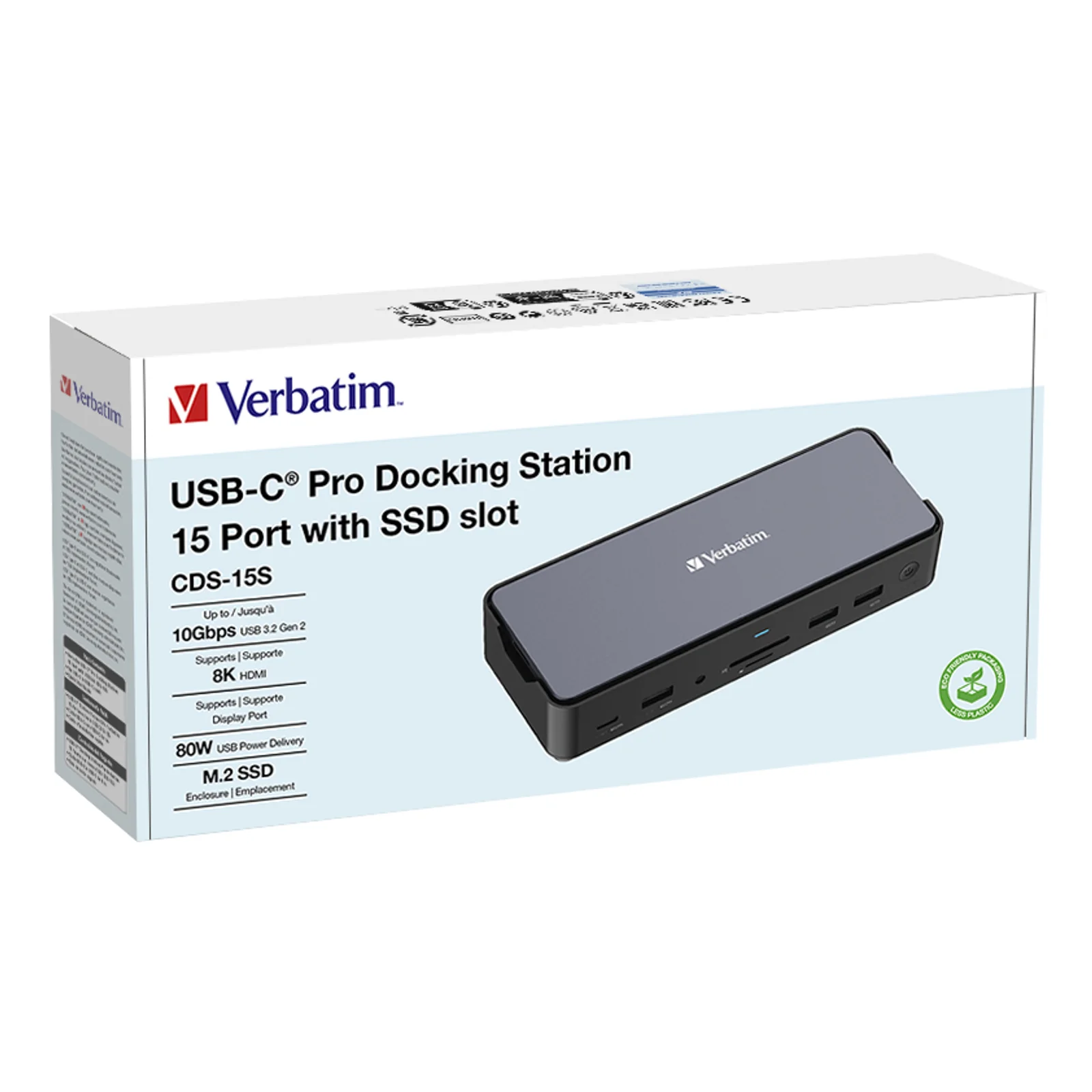 Verbatim CDS-15S Avec fil USB 3.2 Gen 1 (3.1 Gen 1) Type-C Noir, Gris