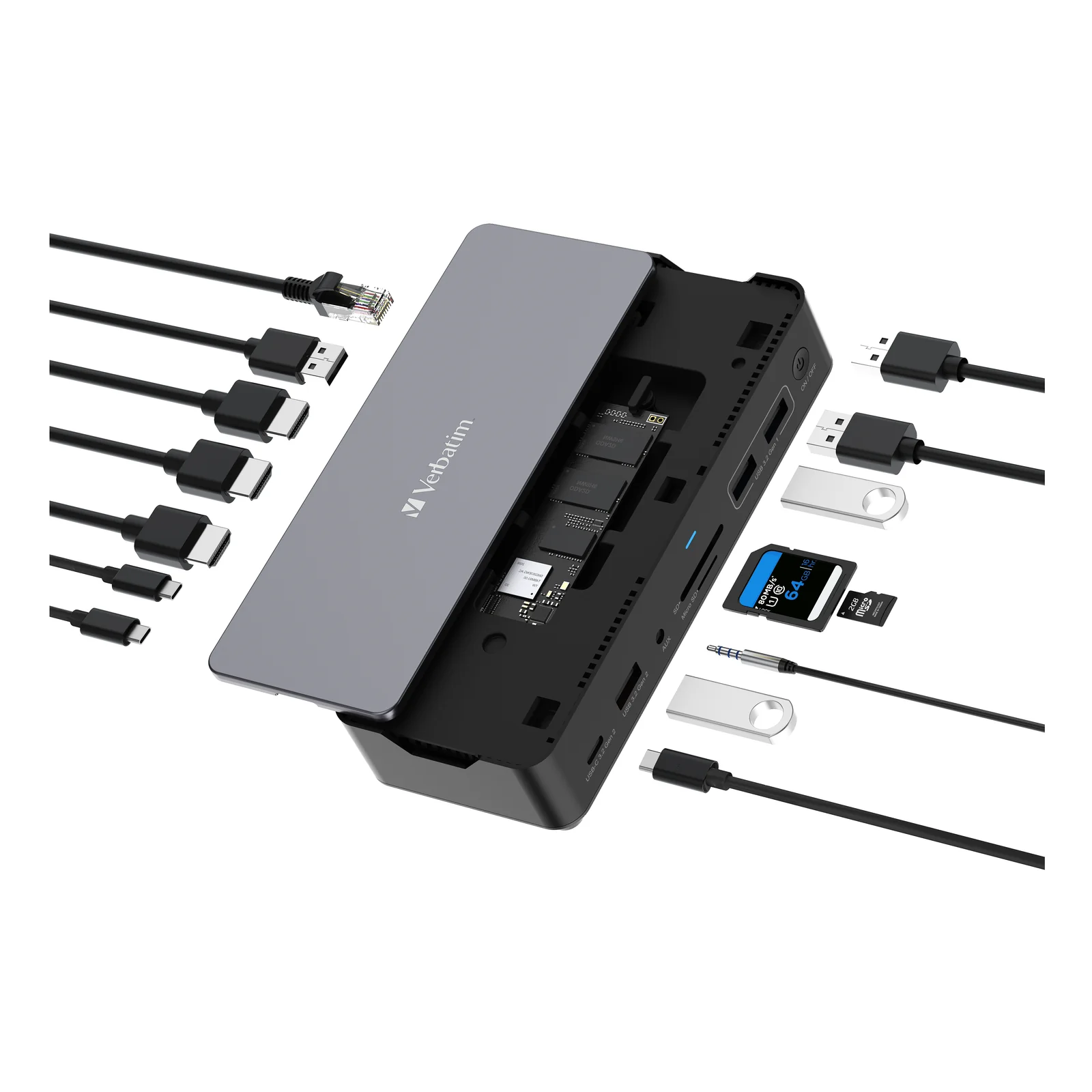 Verbatim CDS-15SSD Avec fil USB 3.2 Gen 1 (3.1 Gen 1) Type-C Noir, Gris