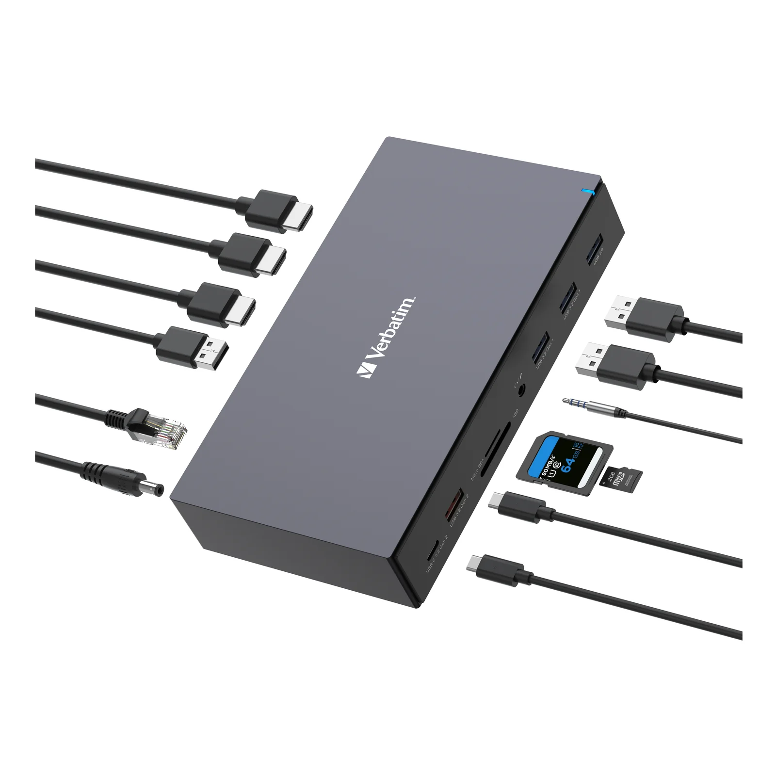 Verbatim CDS-17 Avec fil USB 3.2 Gen 1 (3.1 Gen 1) Type-C Noir, Gris