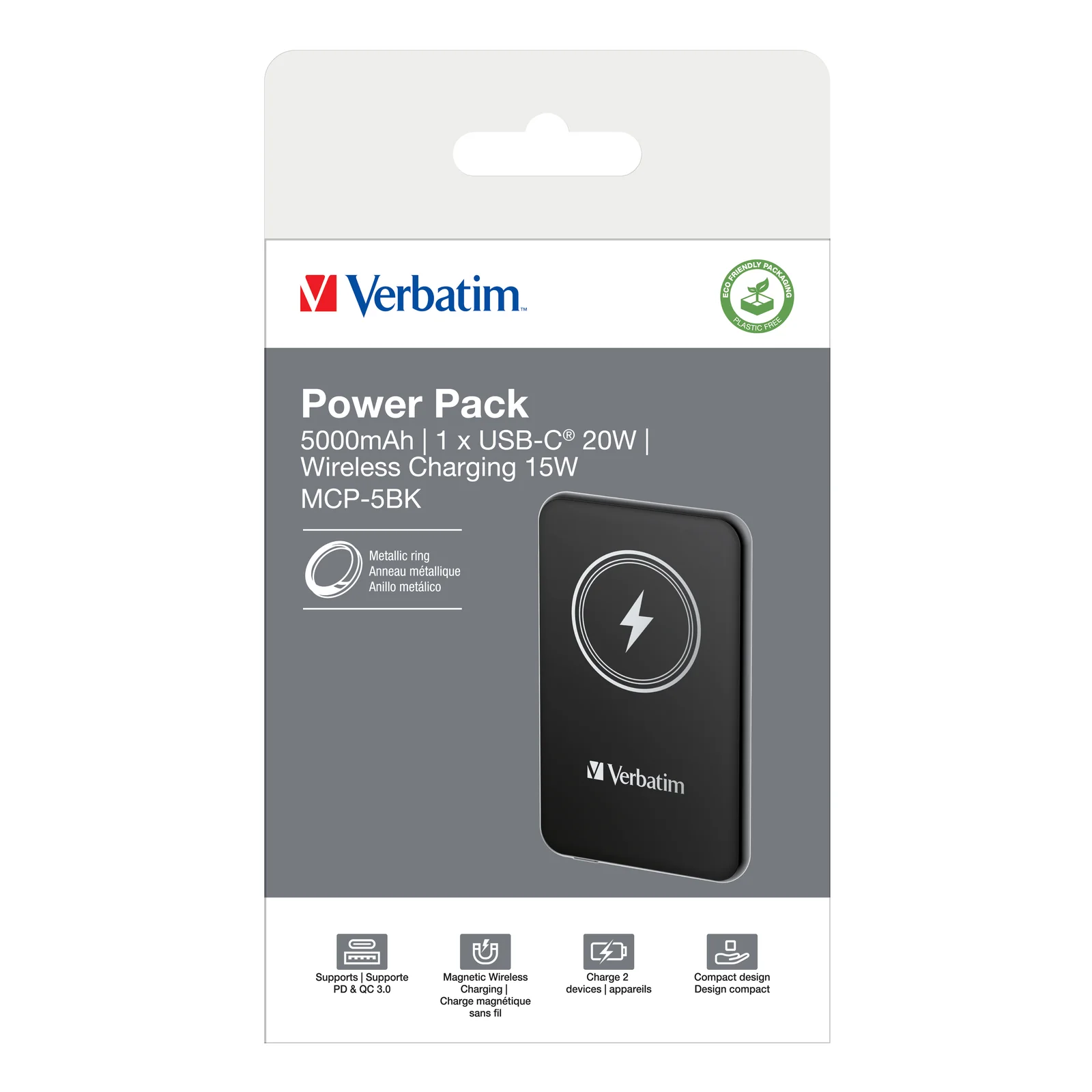 Verbatim Charge 'n' Go Lithium Polymère (LiPo) 5000 mAh Recharge sans fil Noir