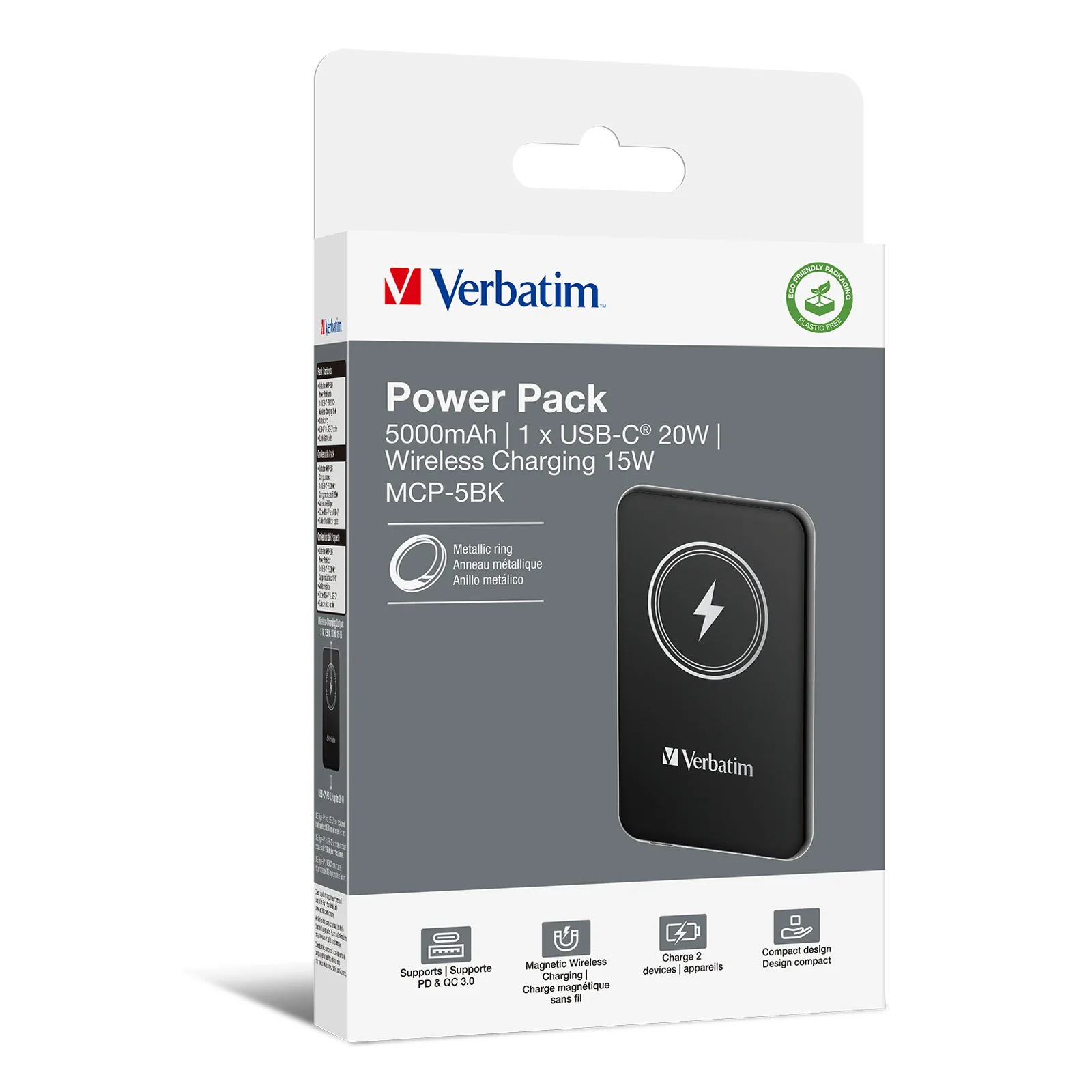 Verbatim Charge 'n' Go Lithium Polymère (LiPo) 5000 mAh Recharge sans fil Noir