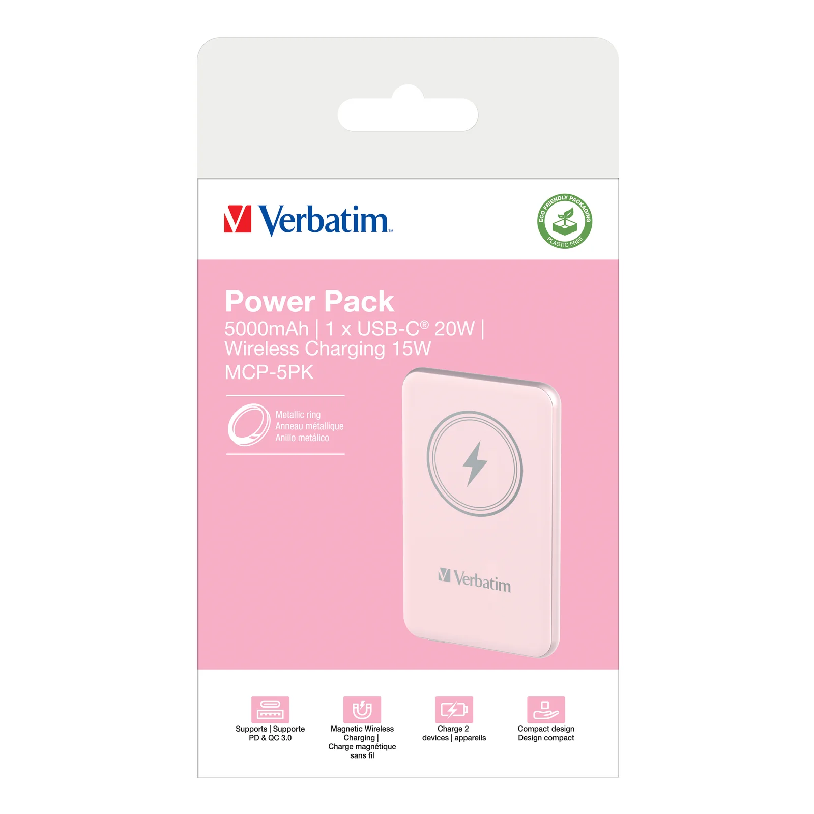 Verbatim Charge 'n' Go Lithium Polymère (LiPo) 5000 mAh Recharge sans fil Rose