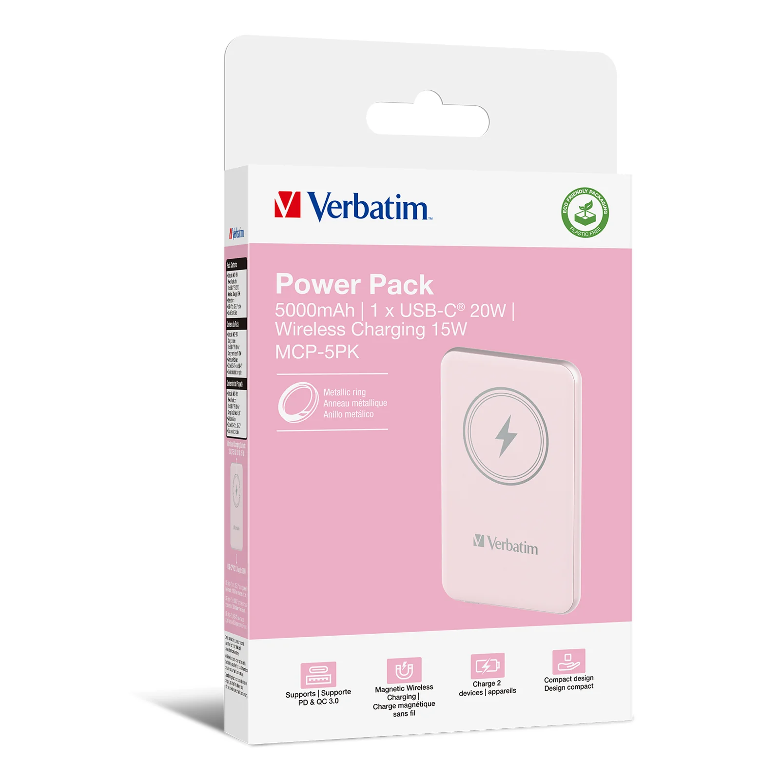 Verbatim Charge 'n' Go Lithium Polymère (LiPo) 5000 mAh Recharge sans fil Rose