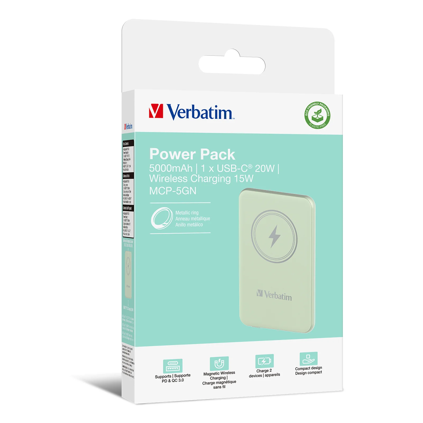 Verbatim Charge 'n' Go Lithium Polymère (LiPo) 5000 mAh Recharge sans fil Vert