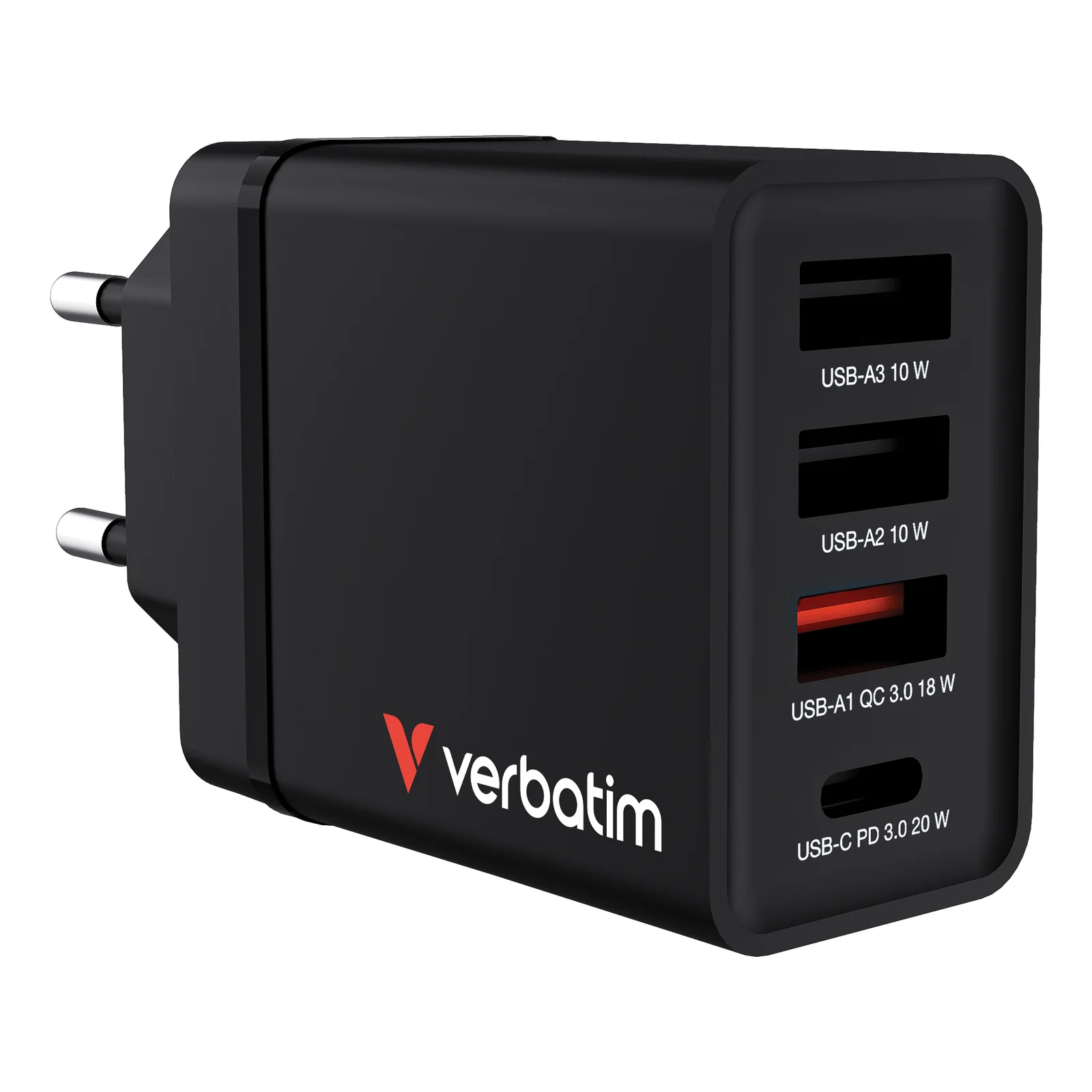 Verbatim Chargeur USB mural 4 ports 30 W - Noir