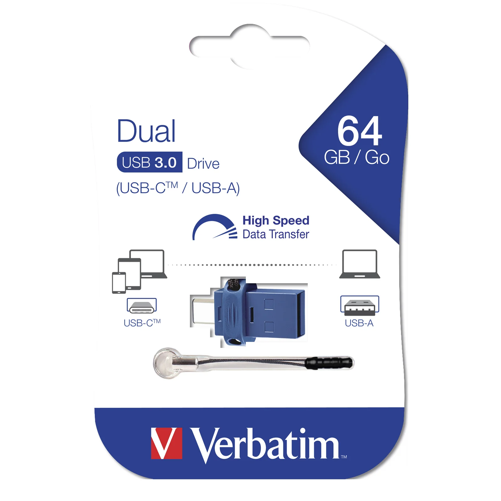 Verbatim Clé USB à double connectique de type C/USB 3.0 64 Go