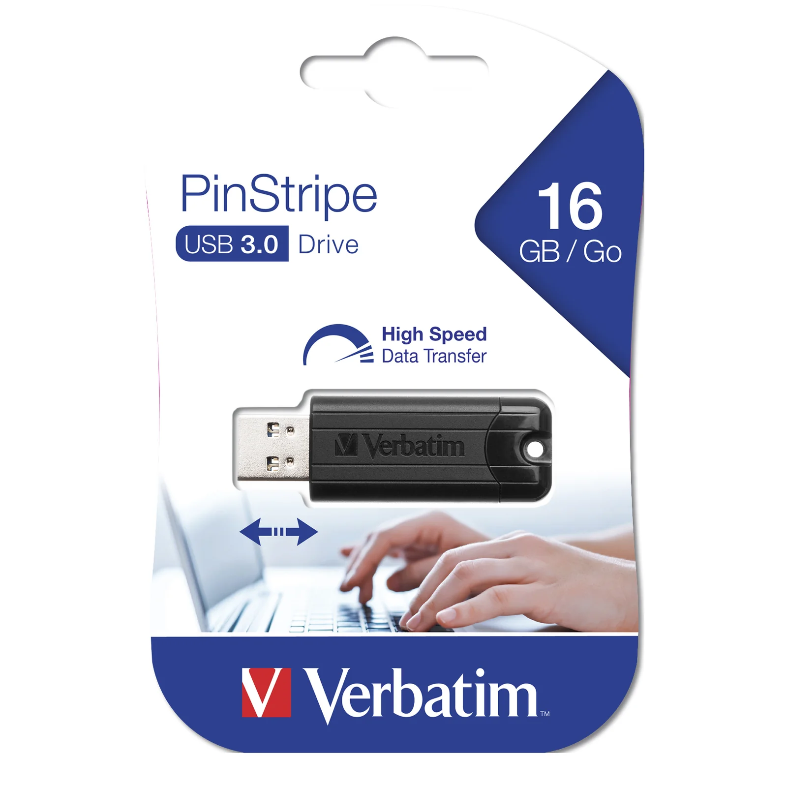 Verbatim Clé USBPinStripe 3.0 de 16 Go - Noire