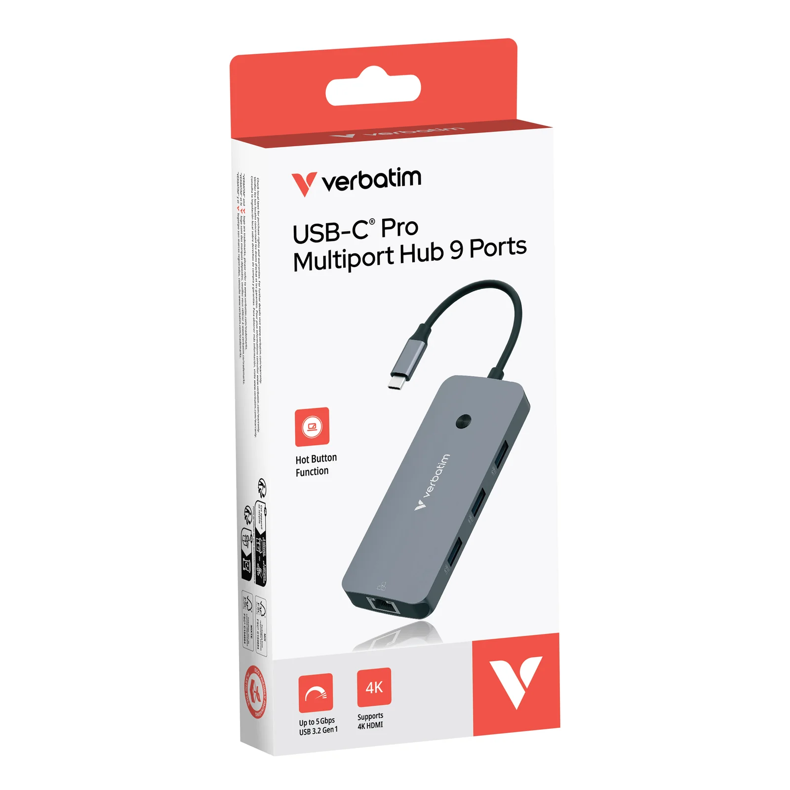 Verbatim CMH-09 USB Type-C 10000 Mbit/s Argent