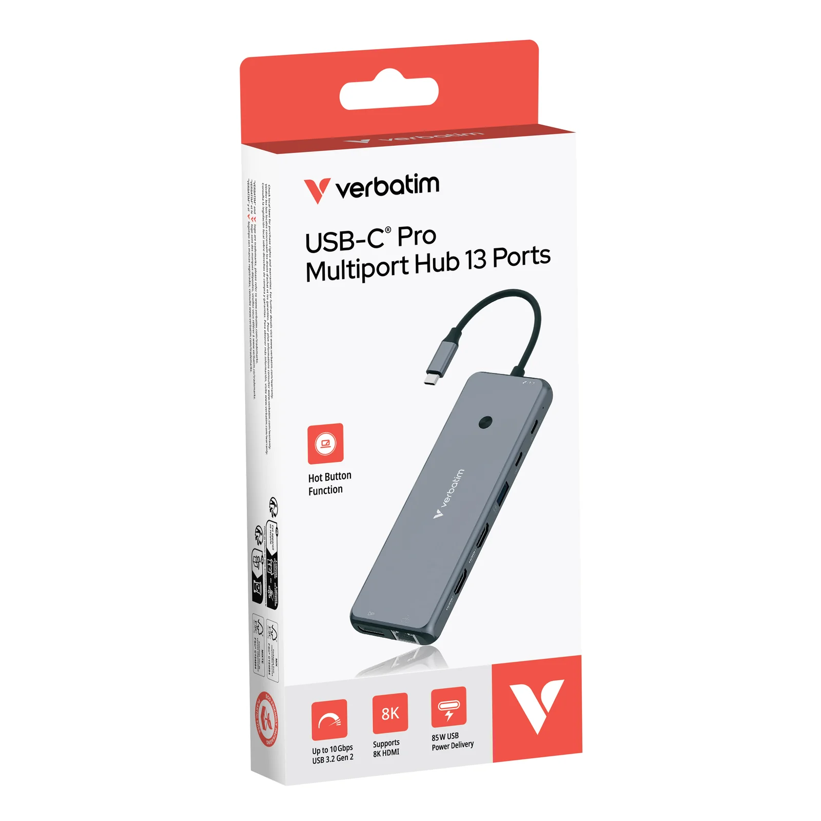Verbatim CMH-13 USB Type-C 10000 Mbit/s Argent