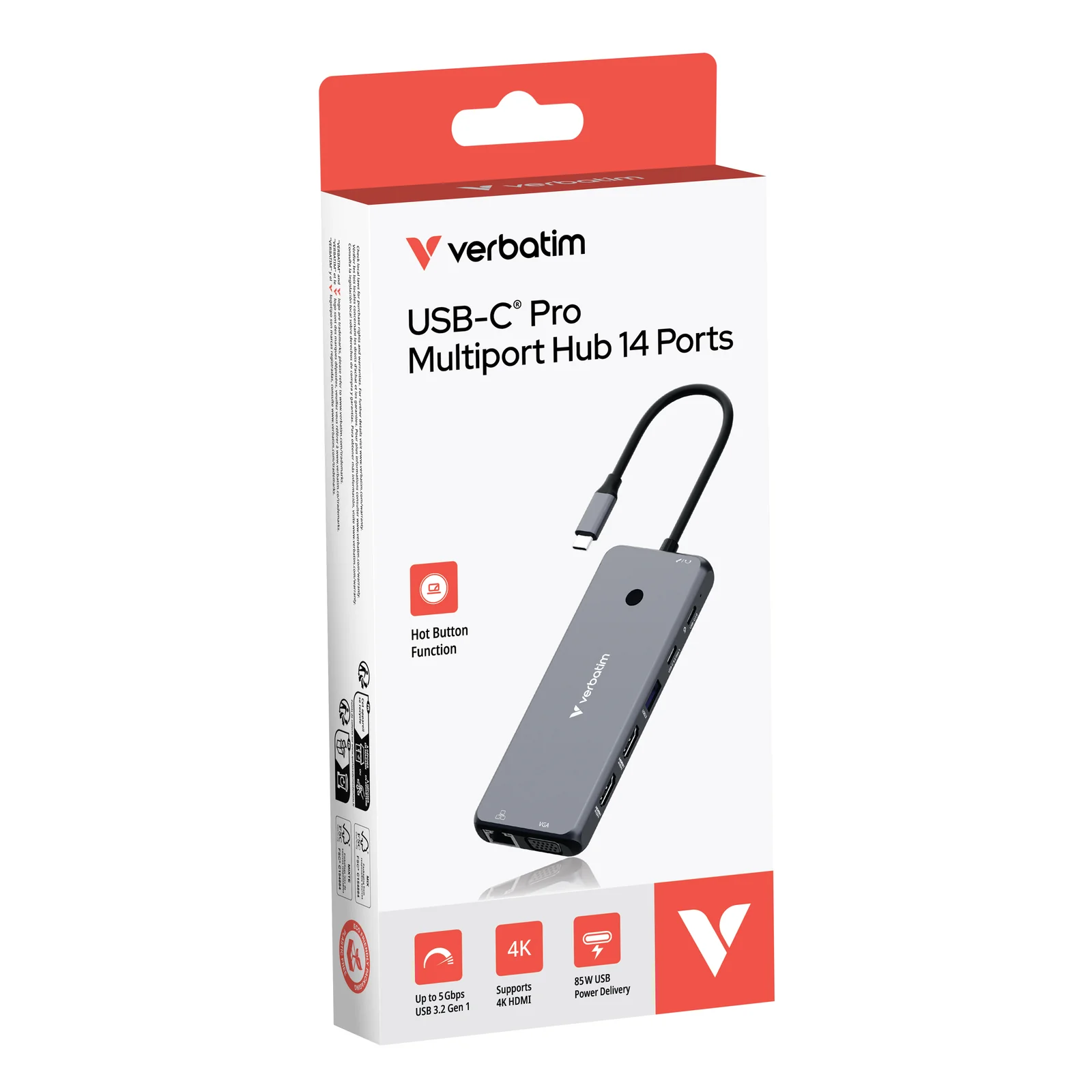 Verbatim CMH-14 USB Type-C 5000 Mbit/s Argent