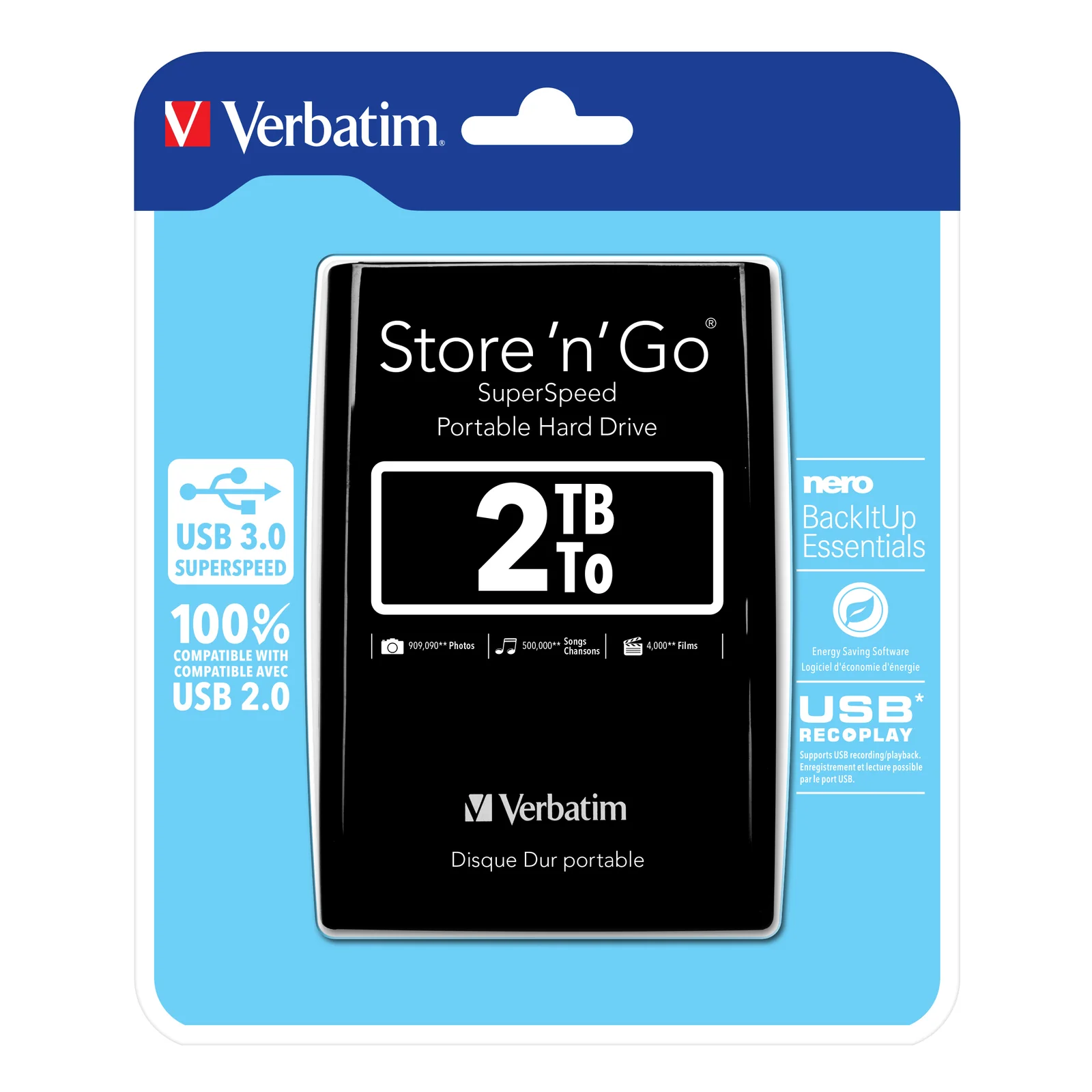 Disque dur portable USB Store 'n' Go 3.0, 2 To, noir